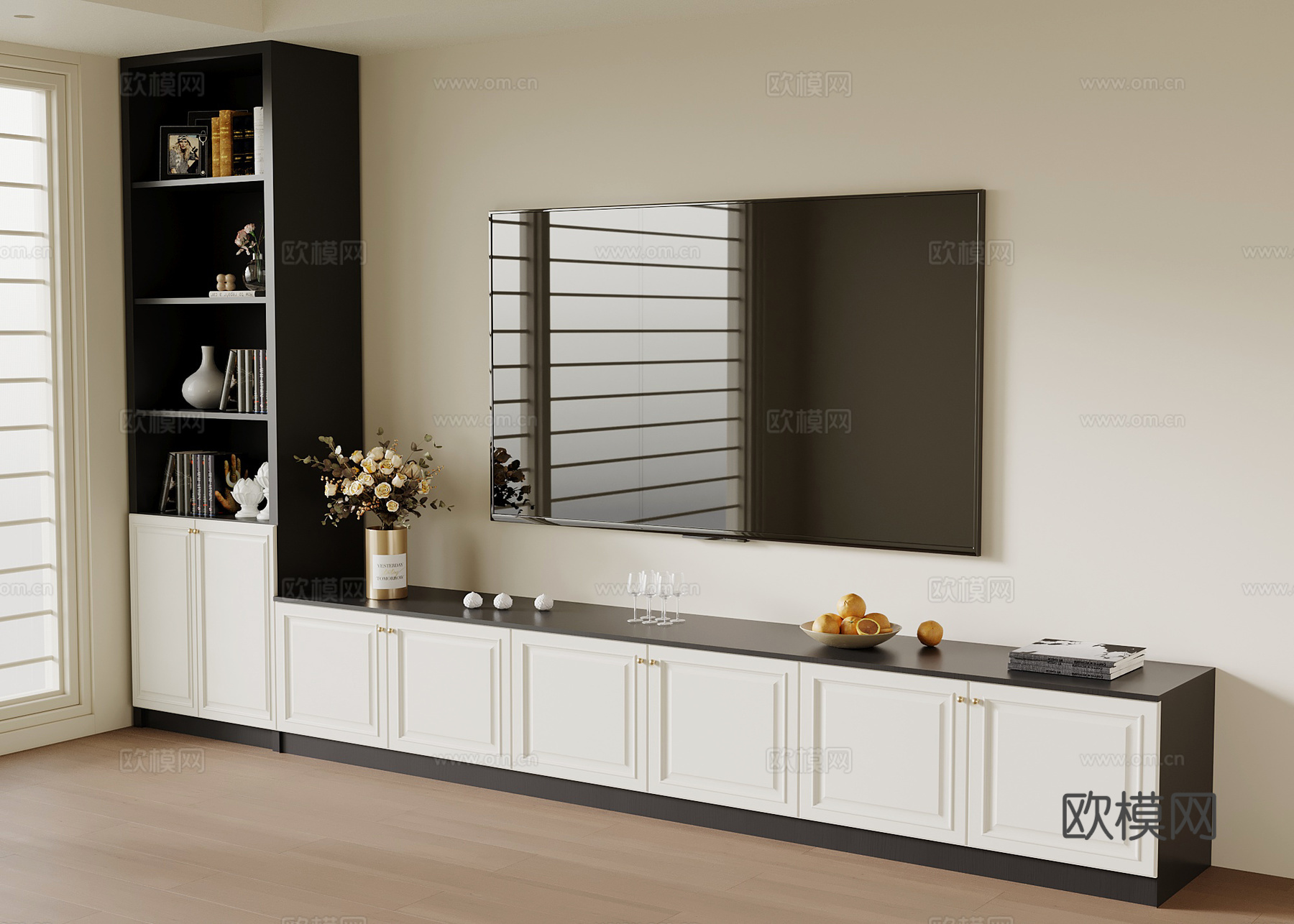 法式复古电视柜 边柜 高柜su模型