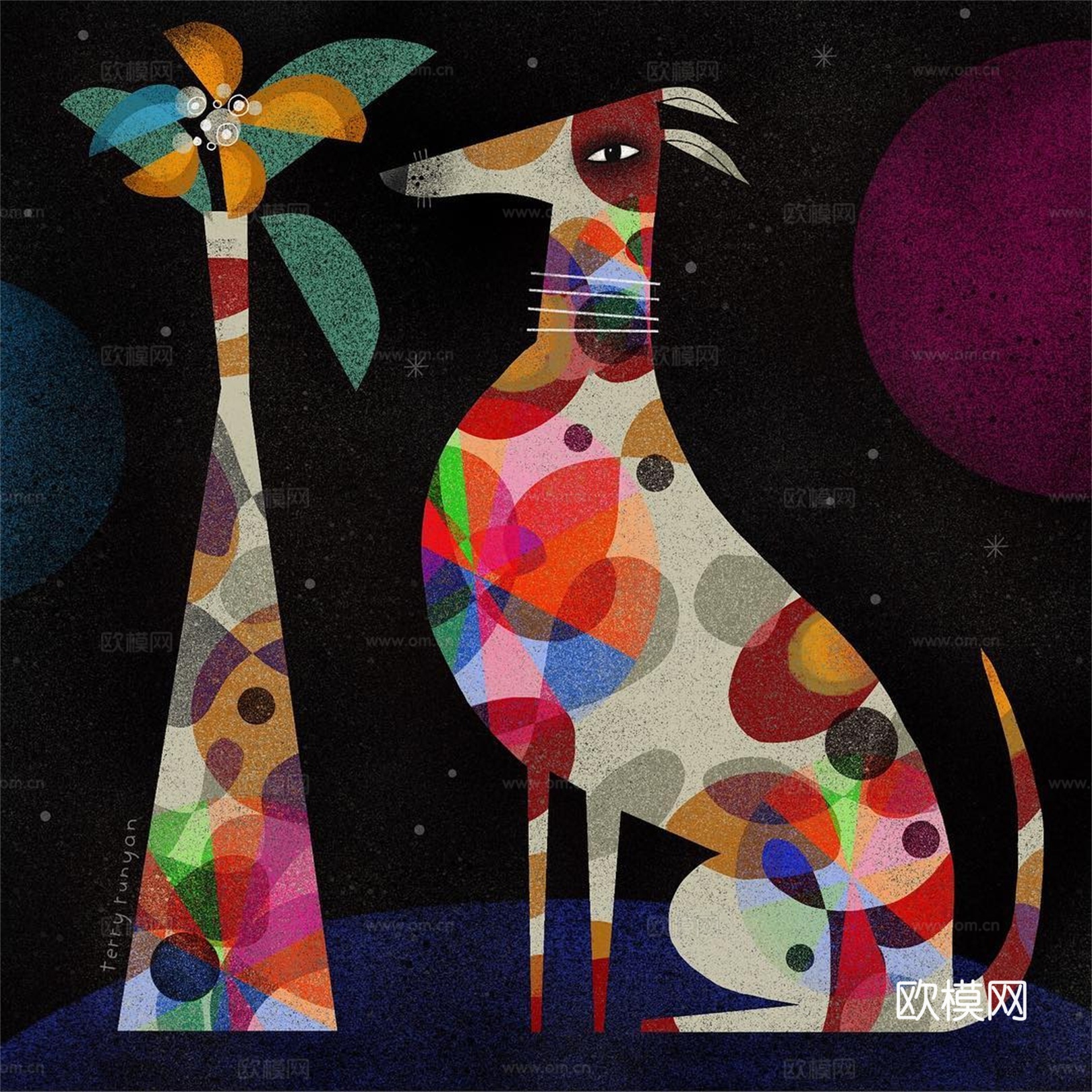 可爱动物手绘创意童趣插画猫咪动物插画治愈系插画可爱儿童插画下载