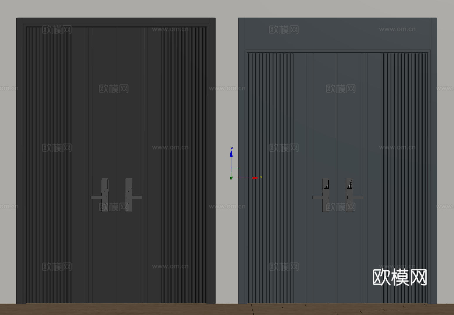 现代极简双开门 中古平开门 入户门 防盗门 通顶对开门 别墅su模型