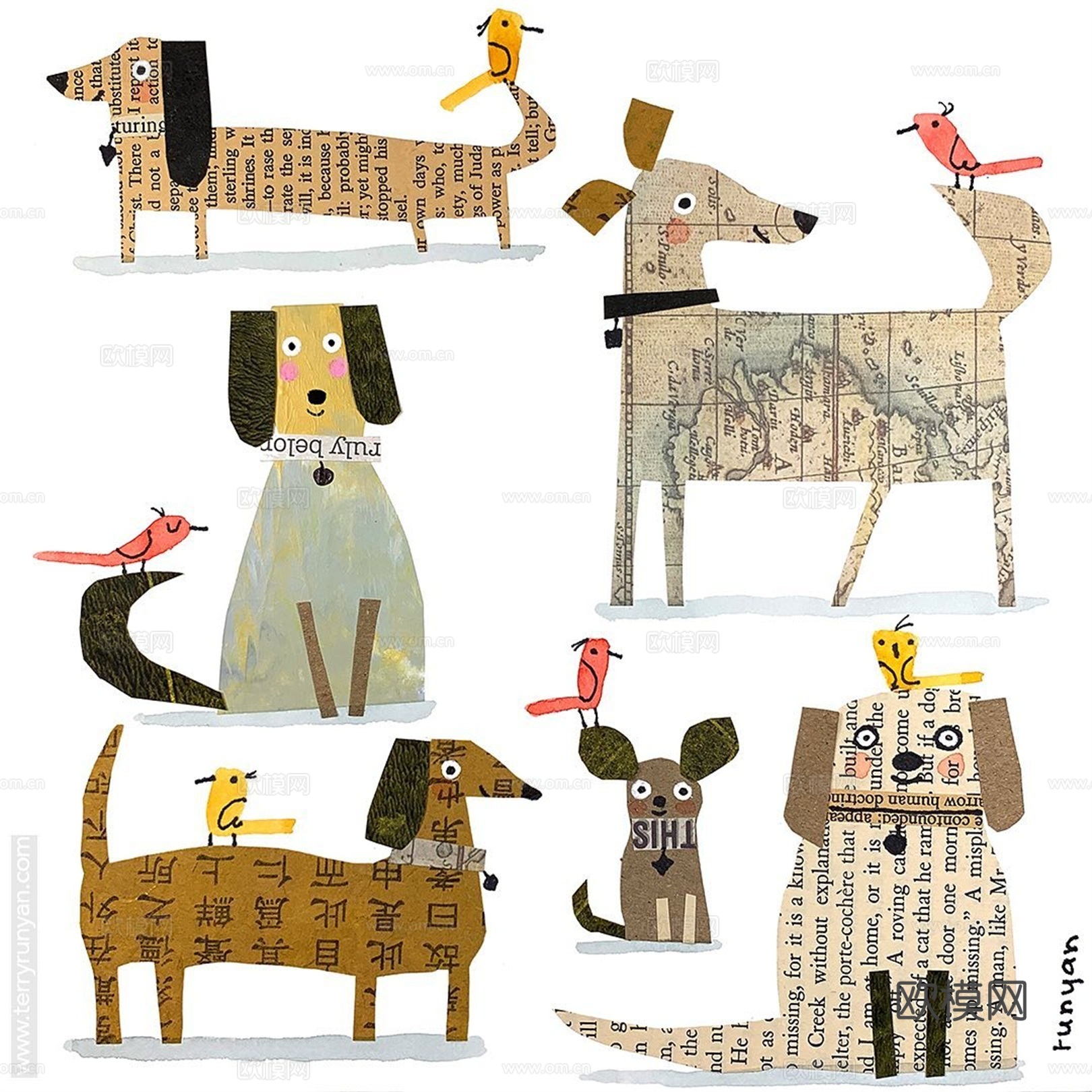 可爱动物手绘创意童趣插画猫咪动物插画治愈系插画可爱儿童插画下载