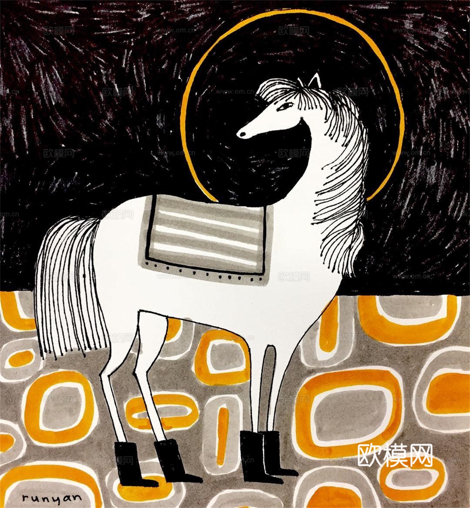 可爱动物手绘创意童趣插画猫咪动物插画治愈系插画可爱儿童插画下载