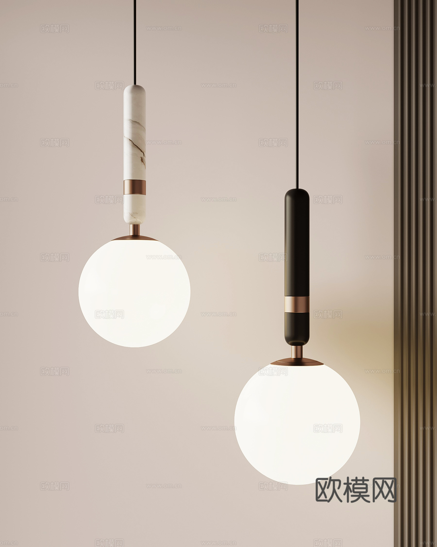 现代意式吊灯 球形吊灯su模型