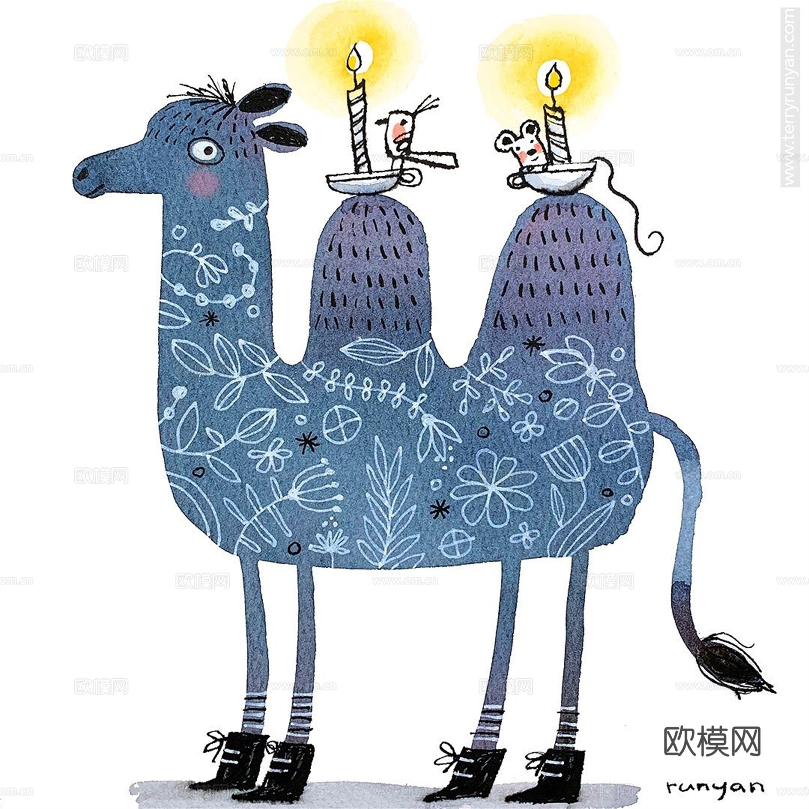 可爱动物手绘创意童趣插画猫咪动物插画治愈系插画可爱儿童插画下载