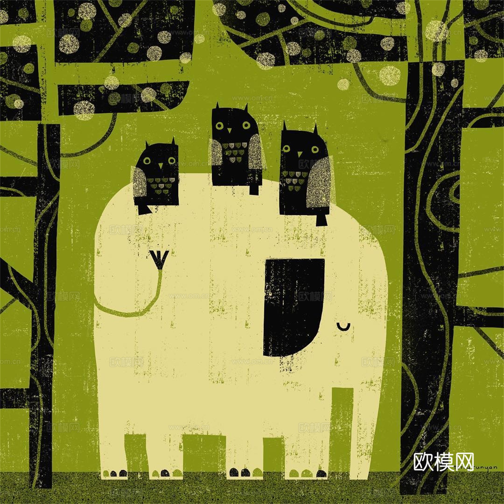 可爱动物手绘创意童趣插画猫咪动物插画治愈系插画可爱儿童插画下载