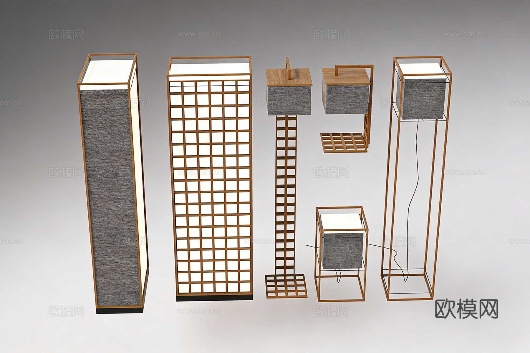 现代工业风金属灯具  落地灯su模型
