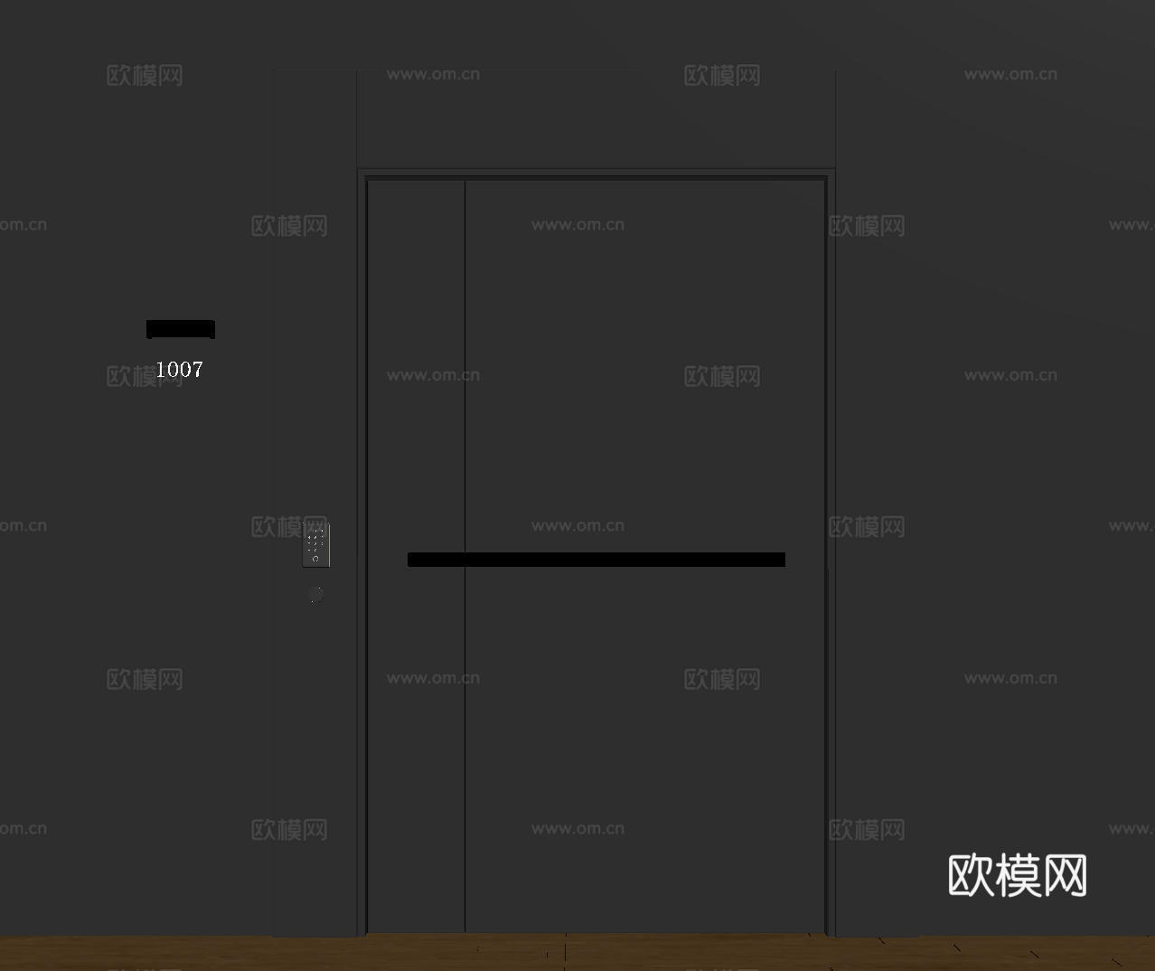 现代极简单开门 中古防盗门 通顶入户门 子母门 密码门 别墅su模型