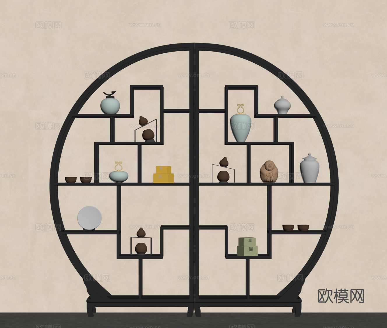 新中式博古架 复古博古架su模型