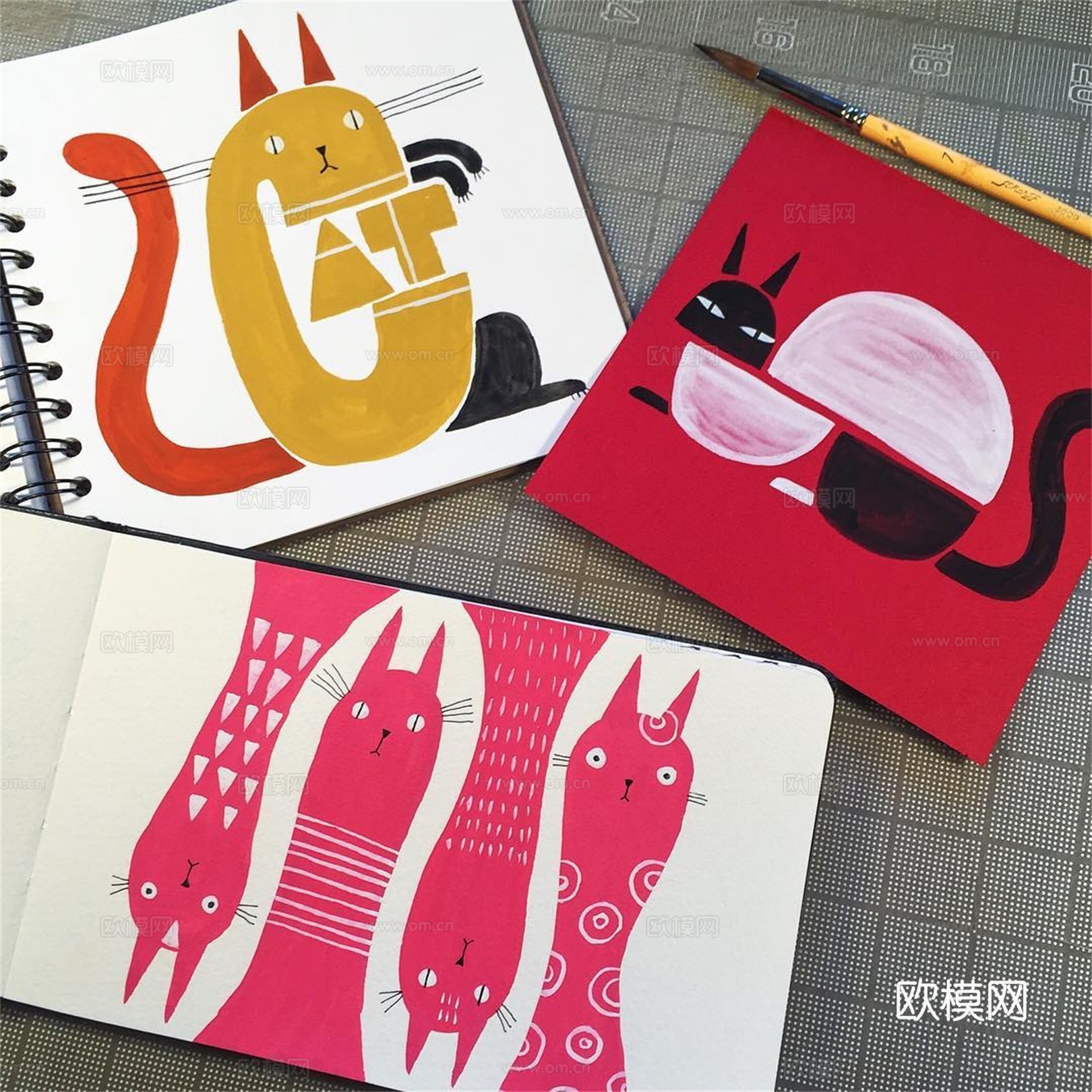 可爱动物手绘创意童趣插画猫咪动物插画治愈系插画可爱儿童插画下载