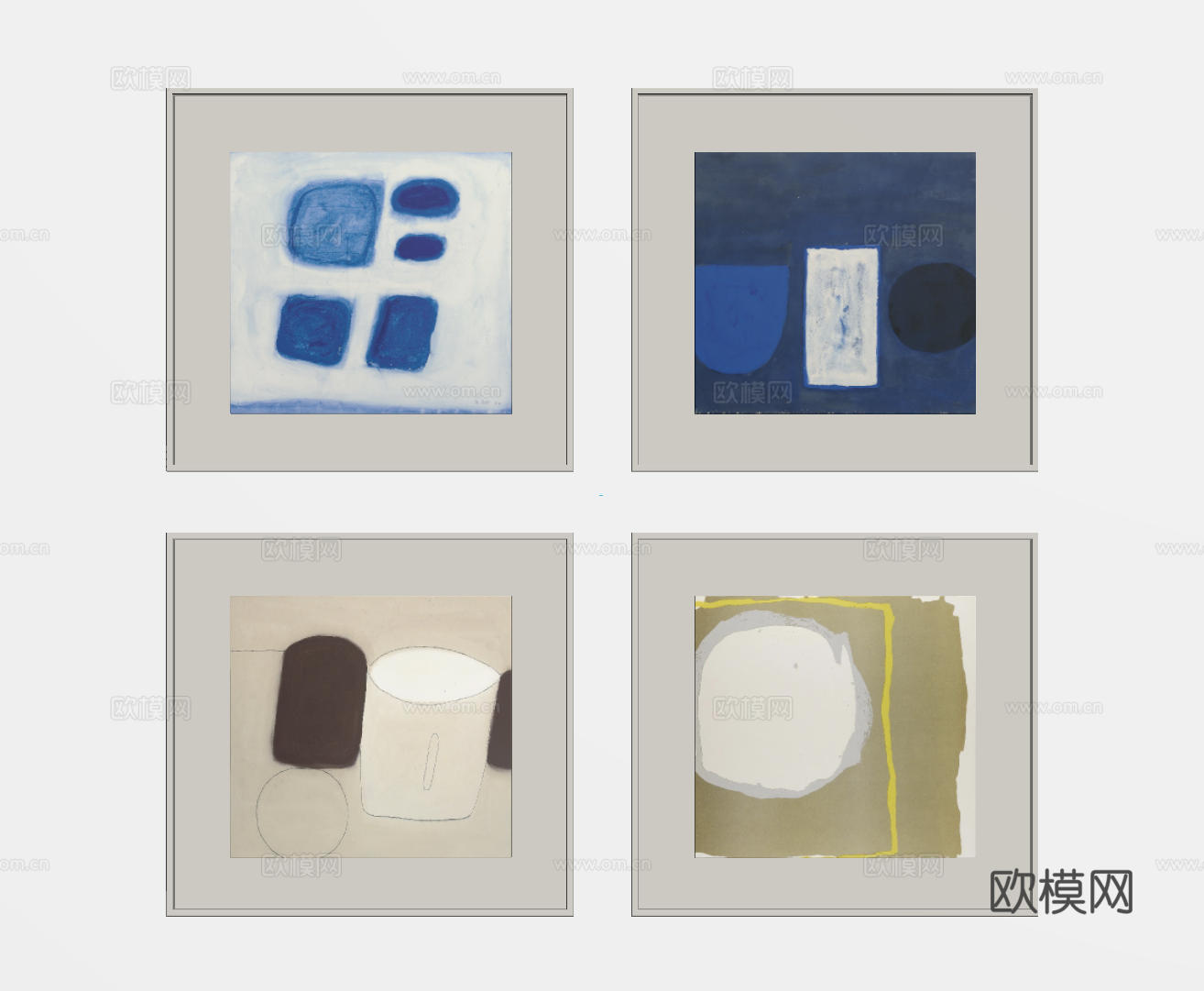 现代极简挂画 抽象装饰画 高端艺术挂画 中古风装饰画 意式肌su模型