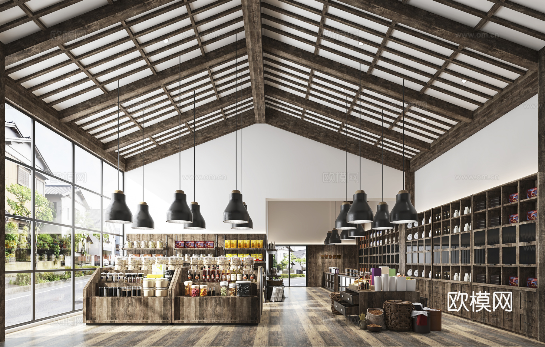 土特产展厅 花艺店 最新全套施工图 效果图合集cad施工图