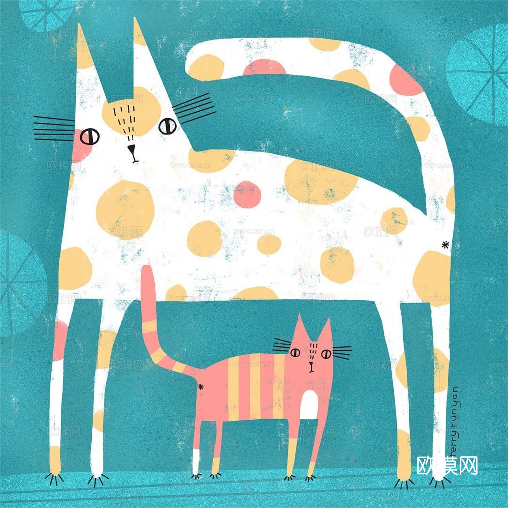 可爱动物手绘创意童趣插画猫咪动物插画治愈系插画可爱儿童插画下载