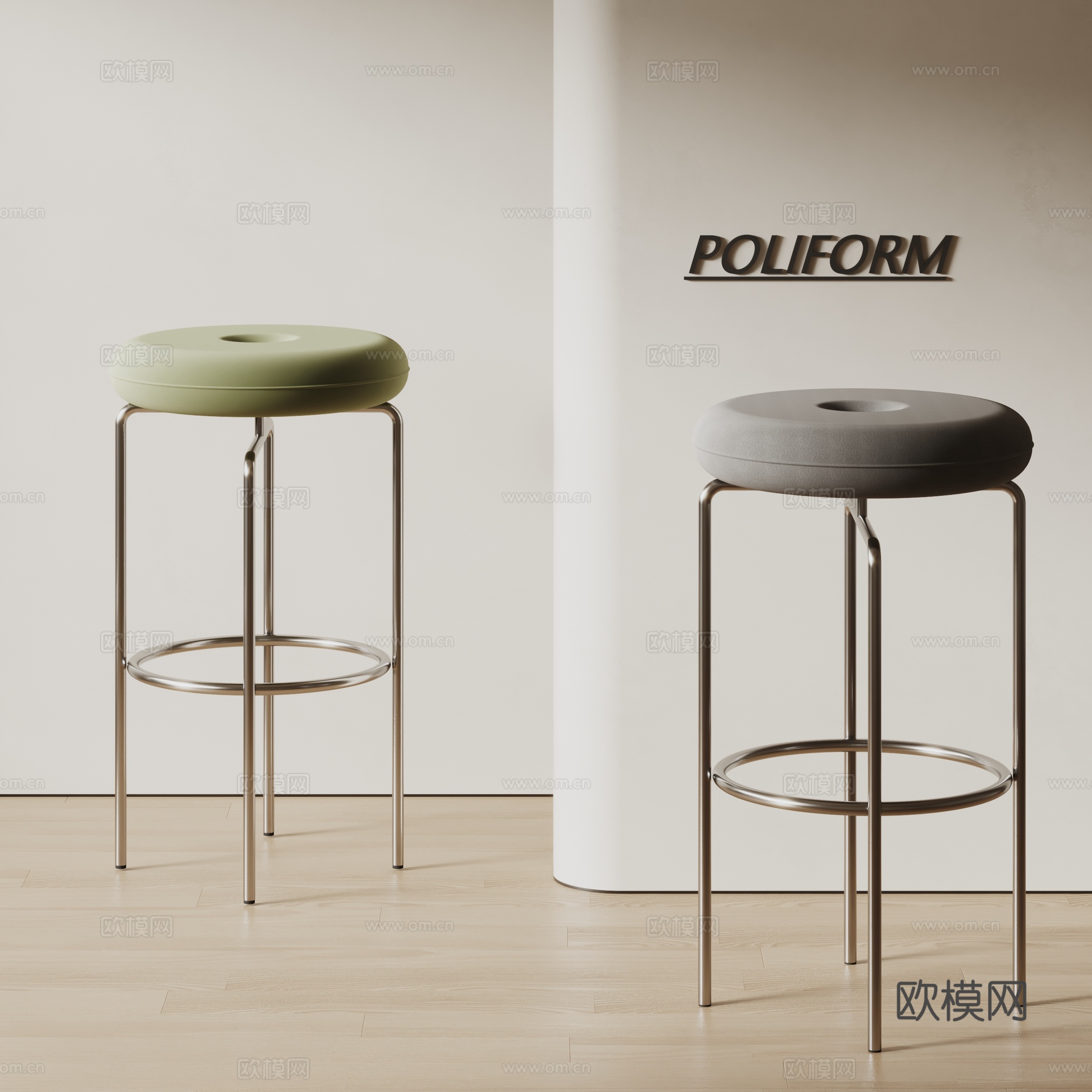 poliform现代吧椅 布艺吧凳 极简吧椅su模型