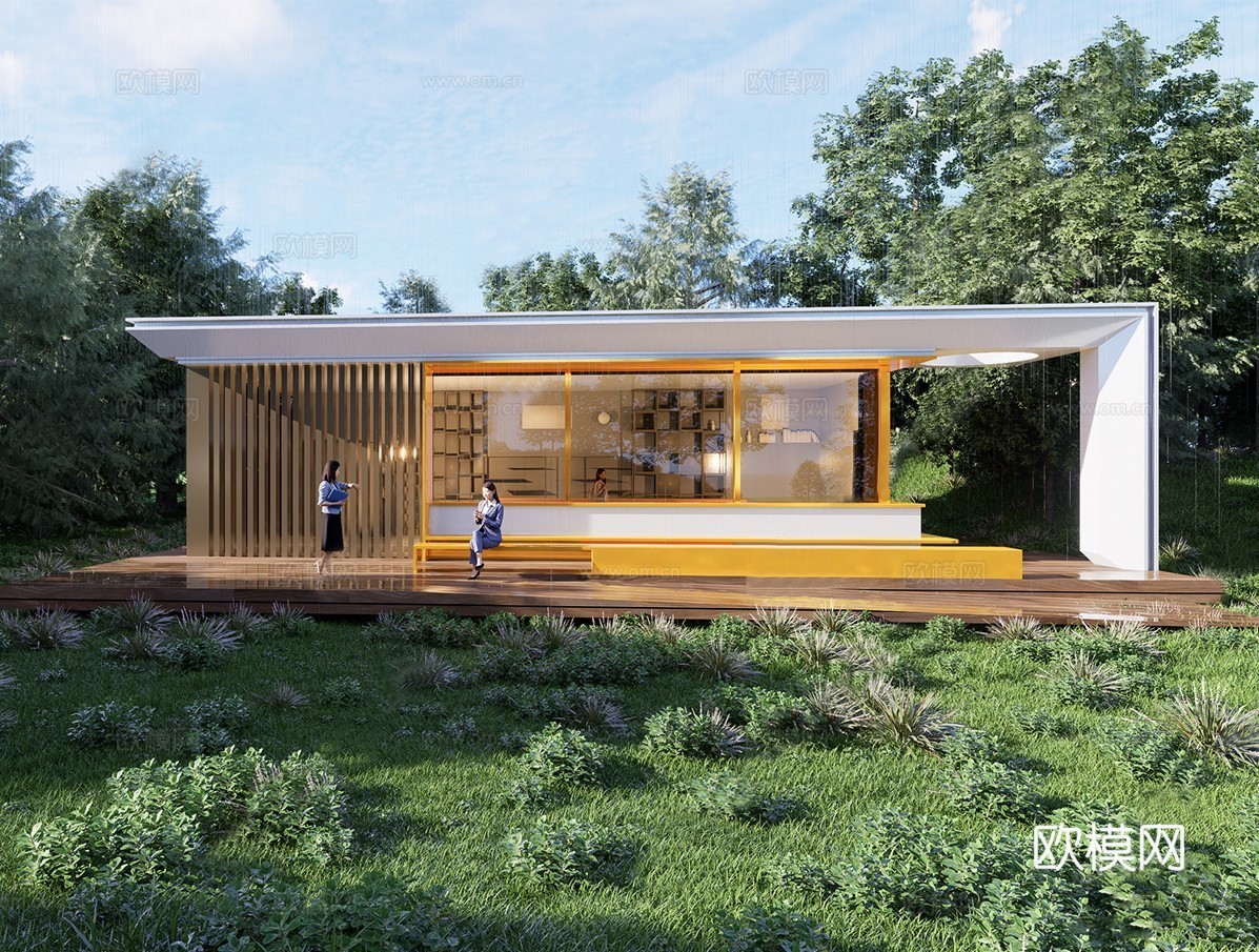 现代游客接待中心 游客服务中心建筑su模型