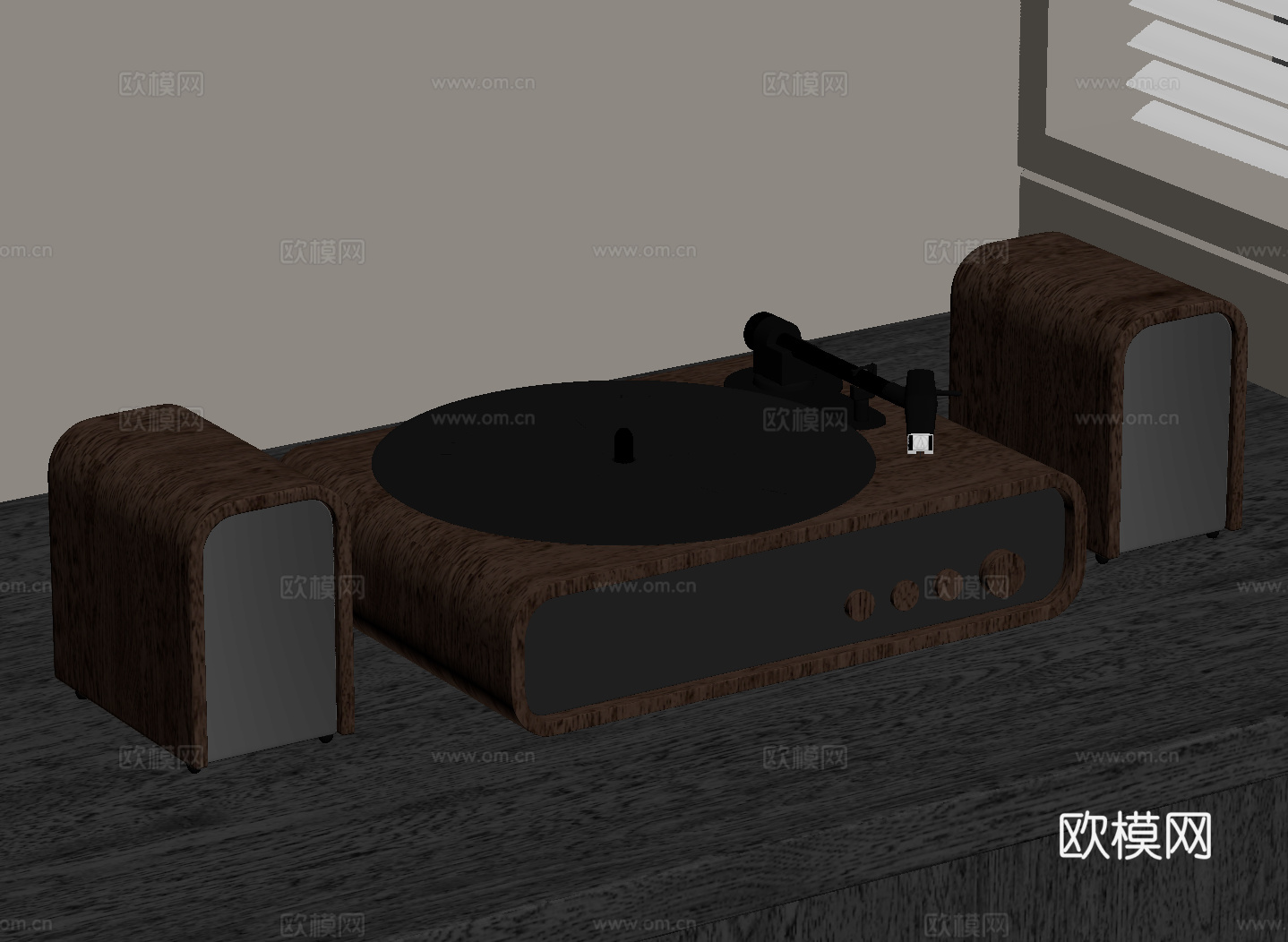 法式复古音响 黑胶唱片机su模型