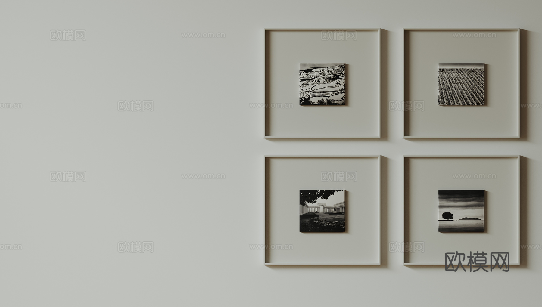 新中式禅意装饰画 宋式挂画 侘寂风挂画 中古风卷轴画 山水字su模型