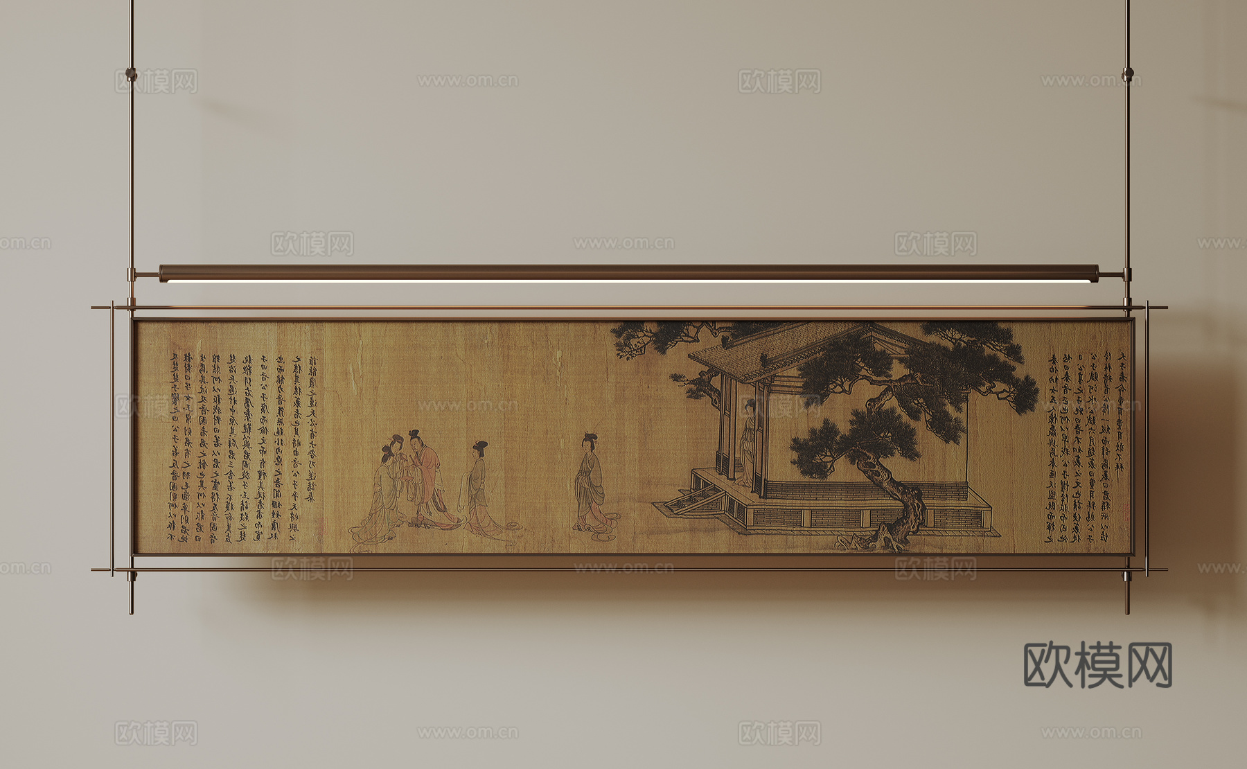 现代极简挂画 抽象装饰画 高端艺术挂画 中古风装饰画 意式su模型