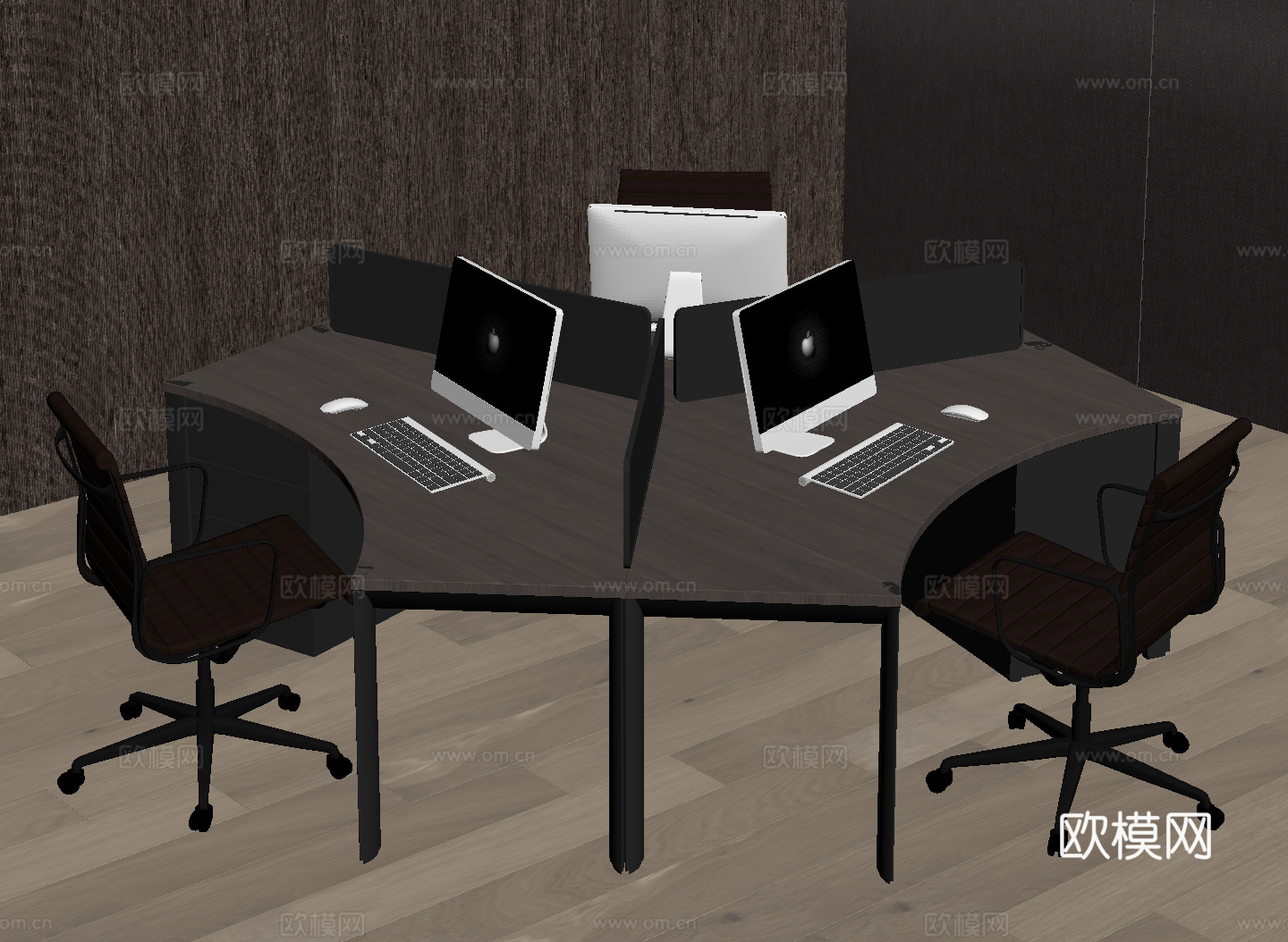 现代意式办公桌椅su模型