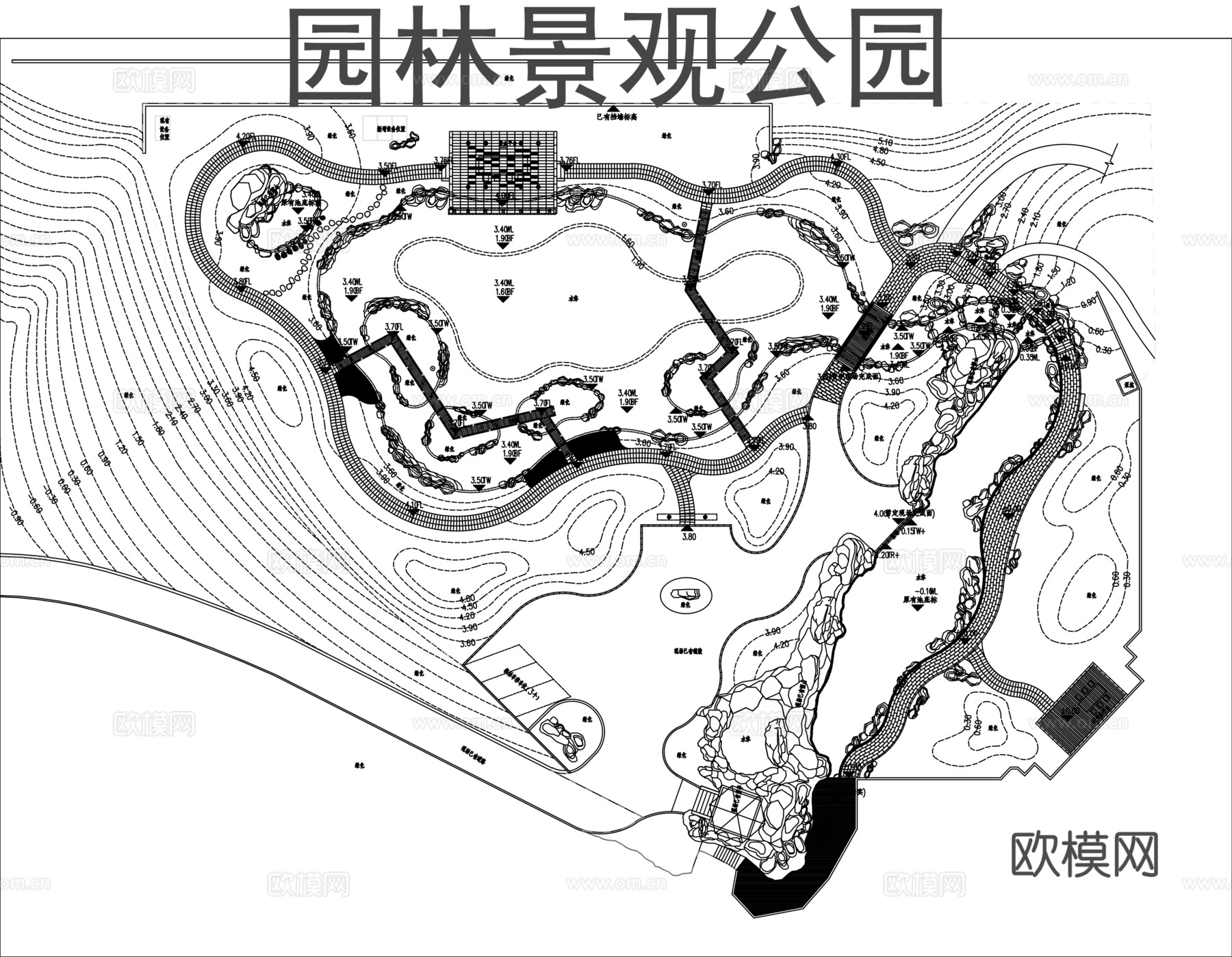 园林景观公园cad施工图