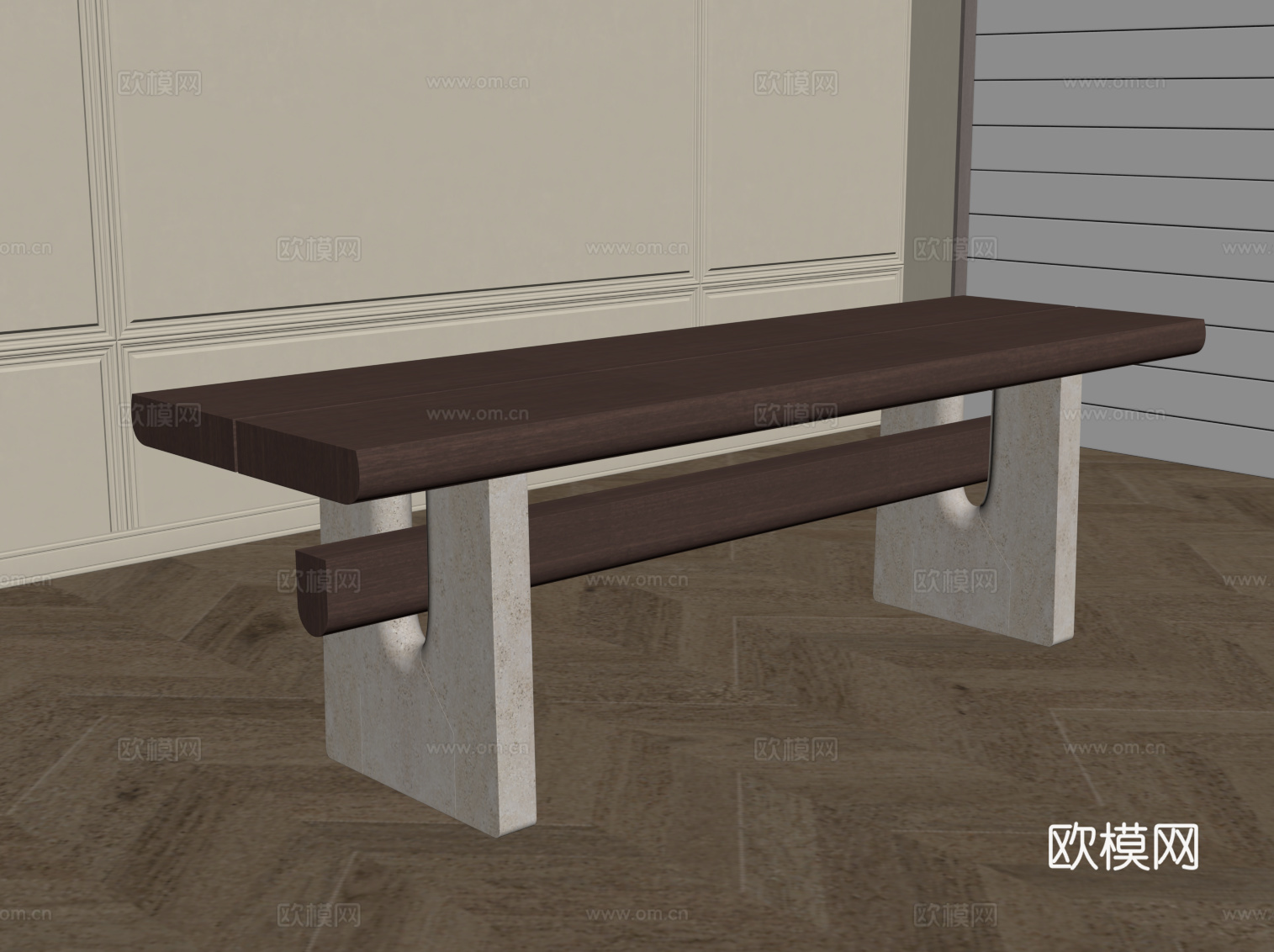 侘寂中古长凳 凳子su模型