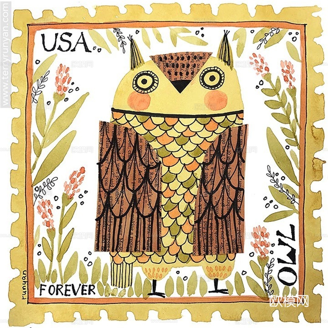 可爱动物手绘创意童趣插画猫咪动物插画治愈系插画可爱儿童插画下载