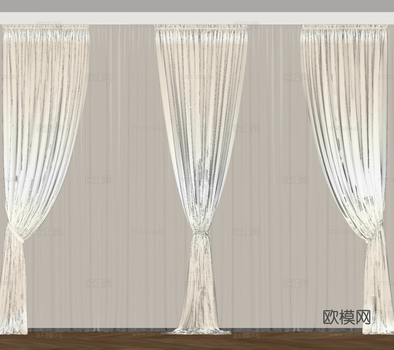法式奶油风窗帘su模型