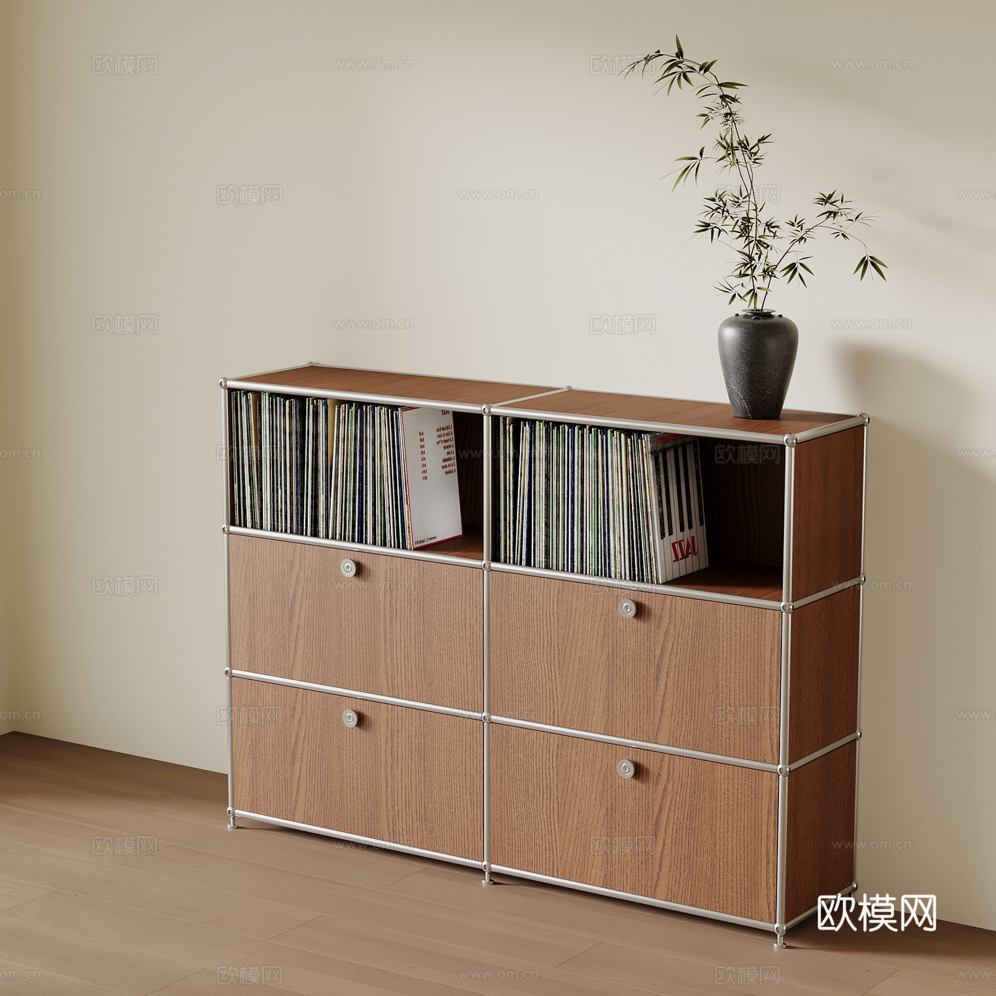 中古风边柜 书柜 装饰柜su模型