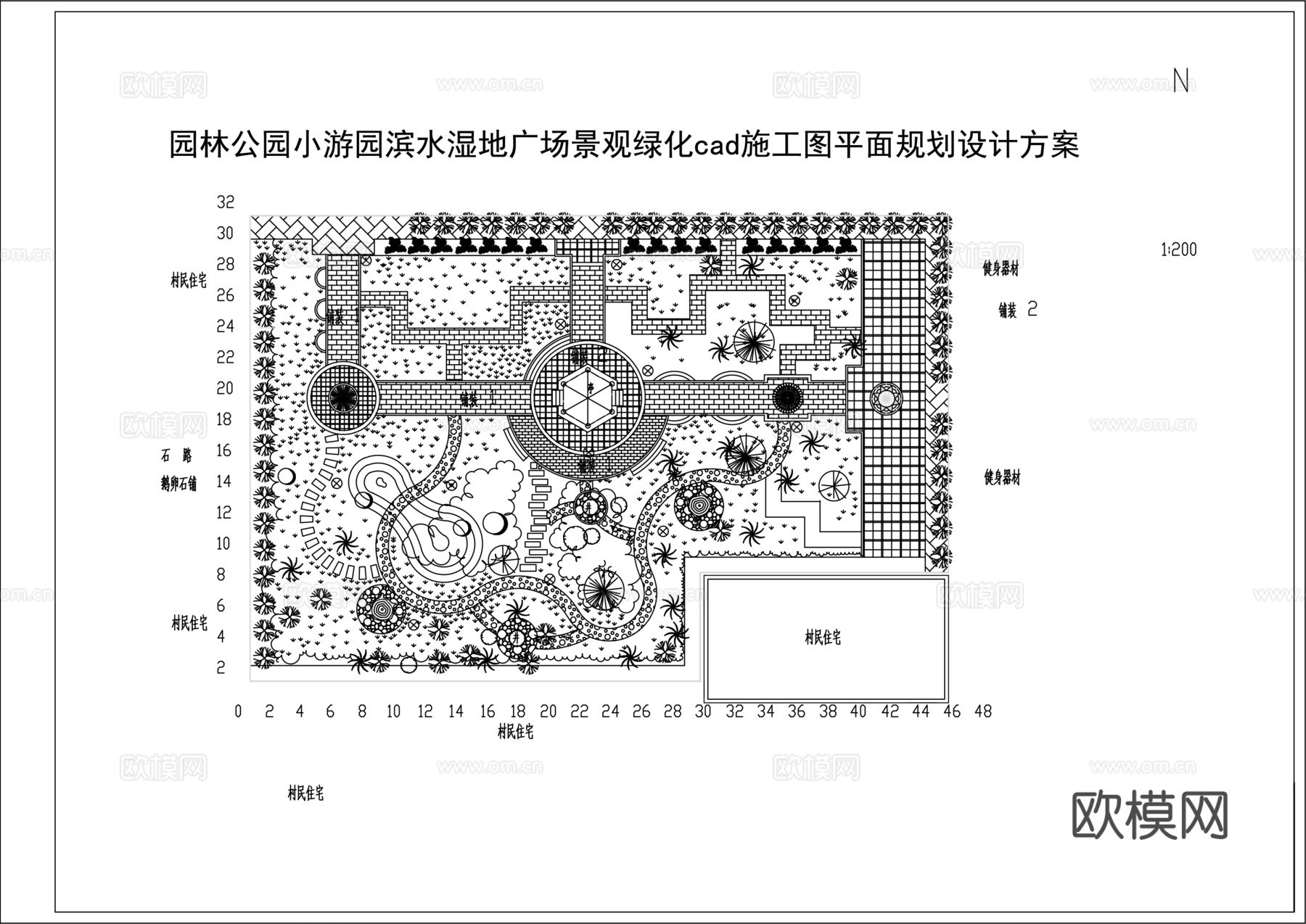 公园景观绿化平面图cadcad施工图
