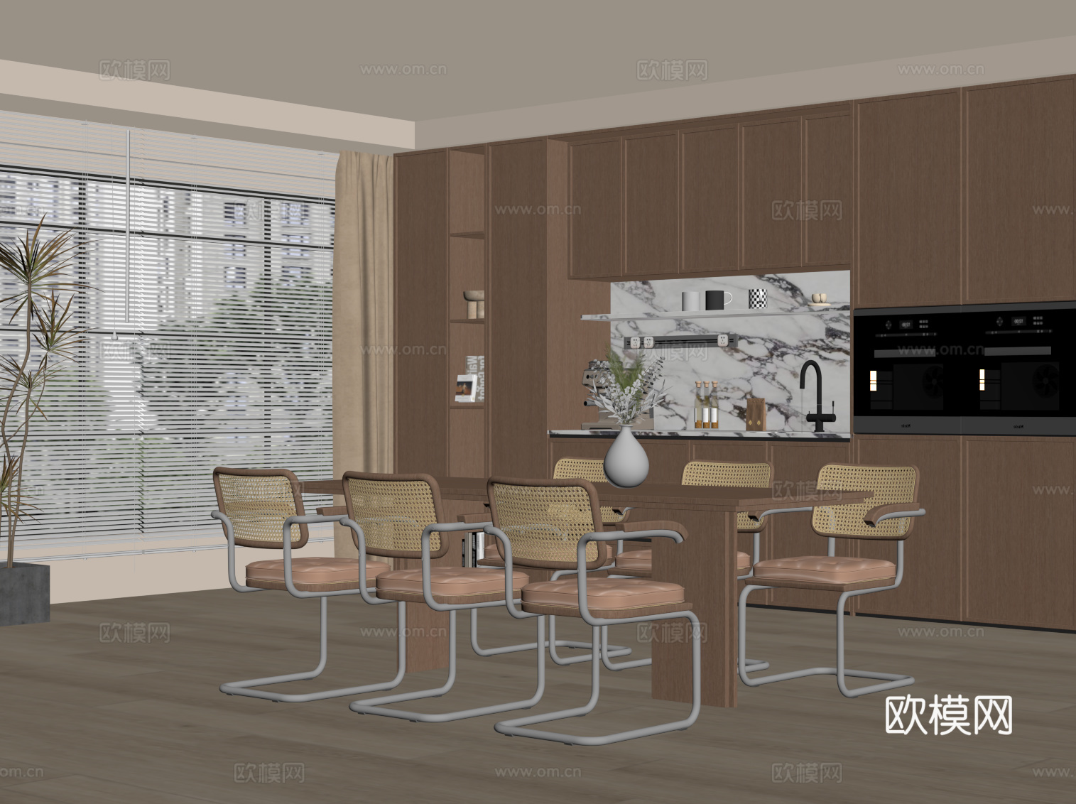 中古风餐厅su模型