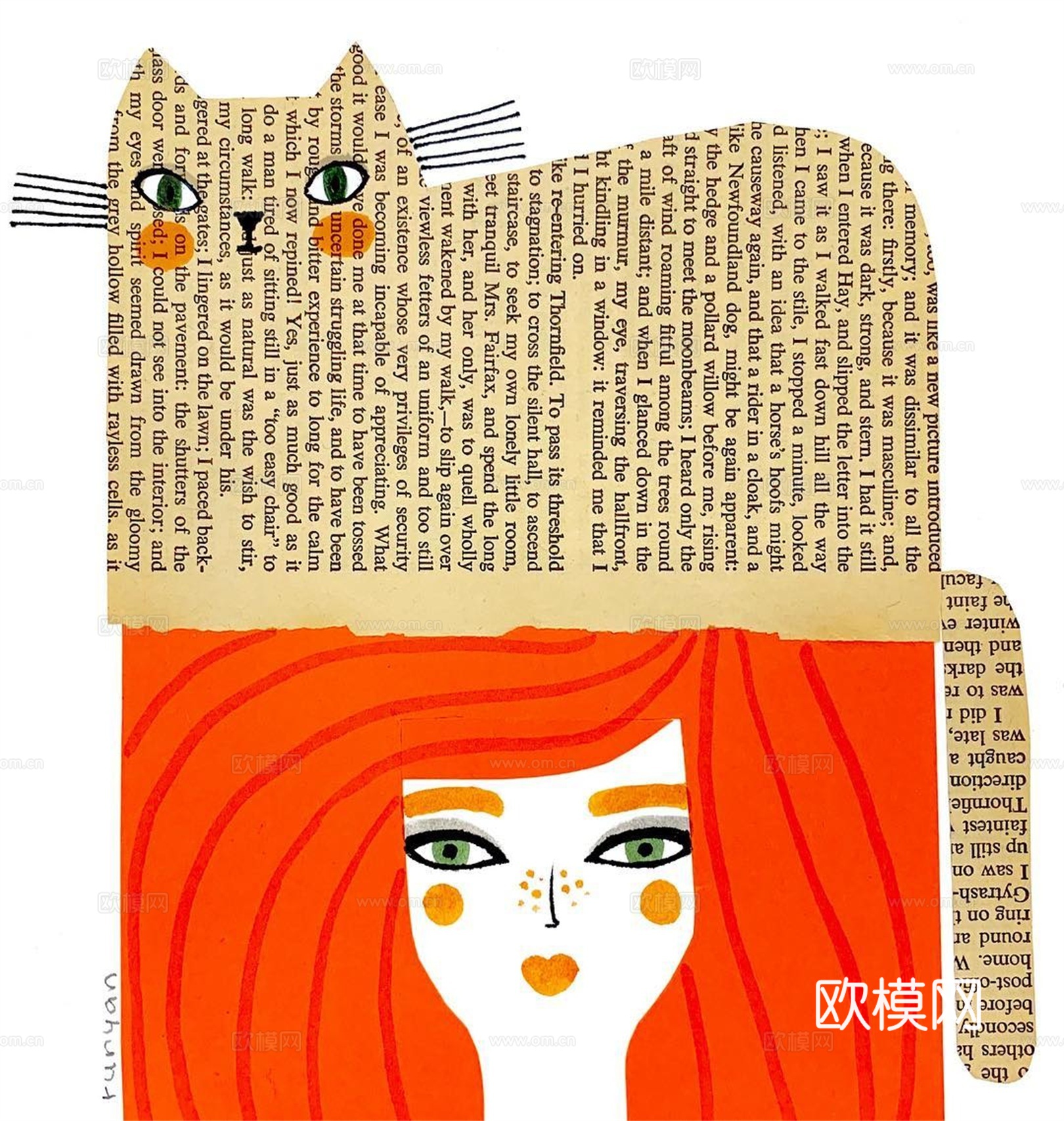 可爱动物手绘创意童趣插画猫咪动物插画治愈系插画可爱儿童插画下载