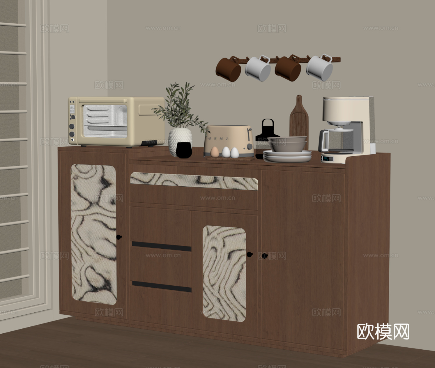 中古备餐柜 餐边柜 边柜su模型