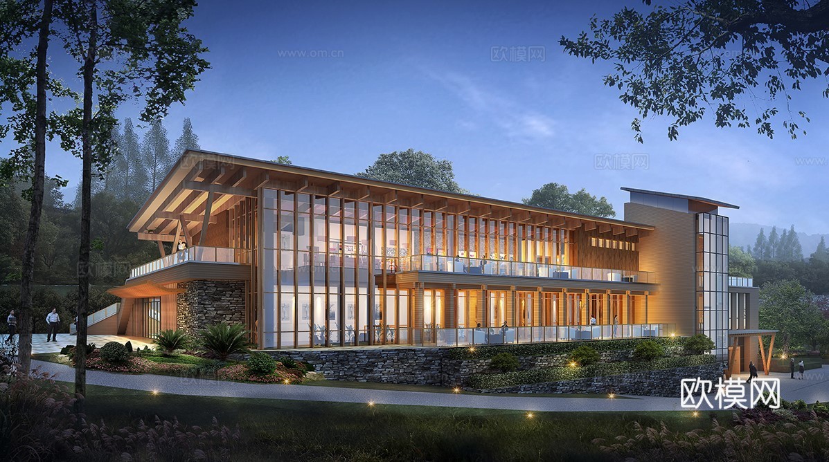 现代游客接待中心 游客服务中心建筑su模型