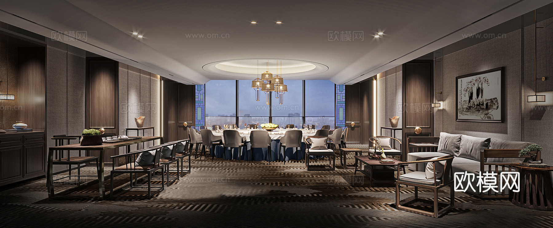 高端中餐厅 最新全套施工图 效果图合集cad施工图