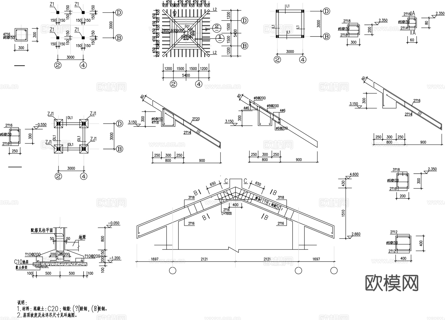 广场公园景观绿化平面图cad施工图