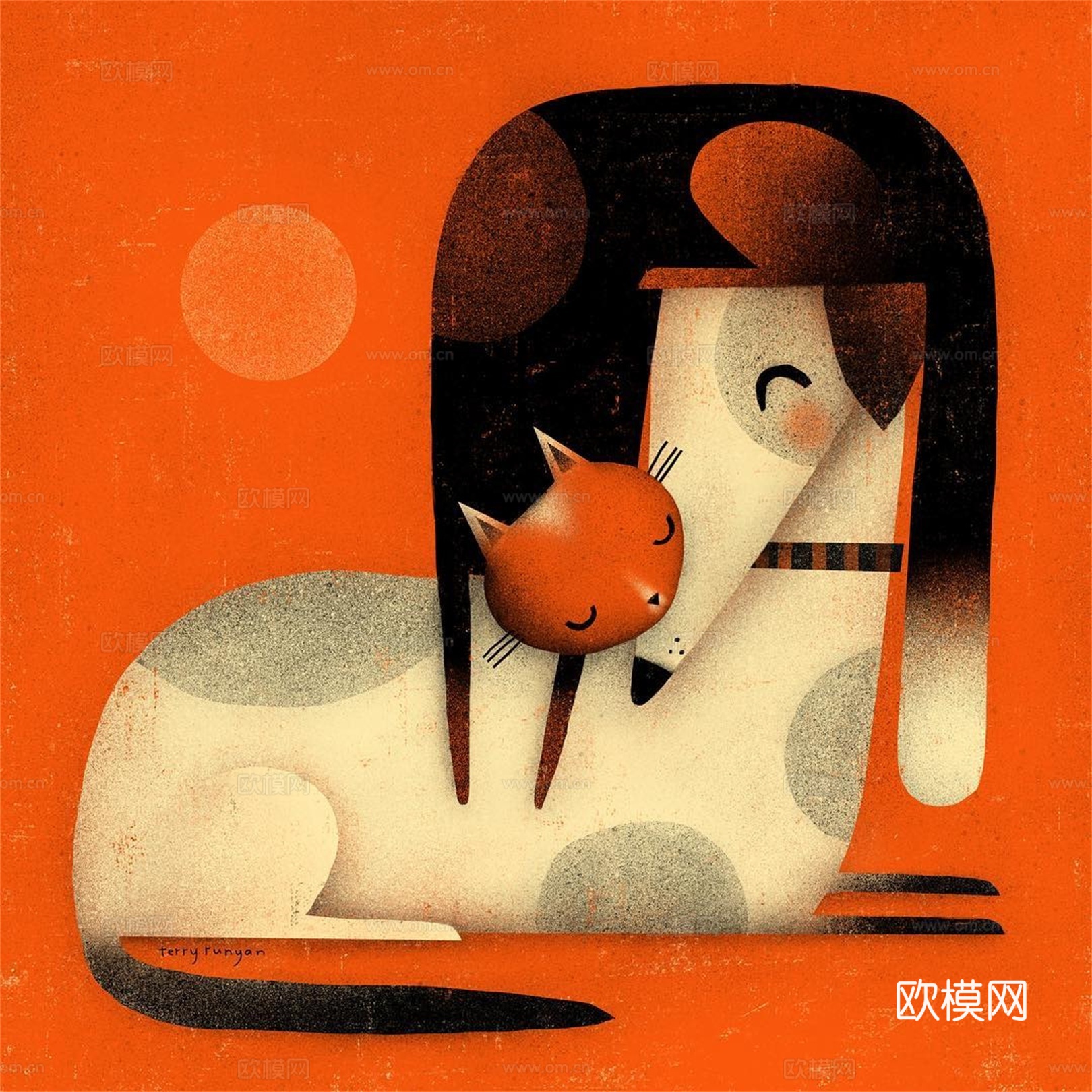 可爱动物手绘创意童趣插画猫咪动物插画治愈系插画可爱儿童插画下载