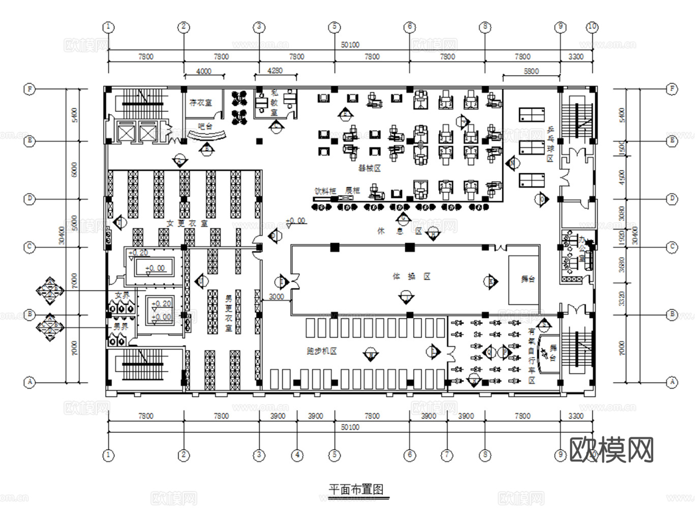 15套运动场馆健身房健身俱乐部CAD施工图效果图实景图cad施工图