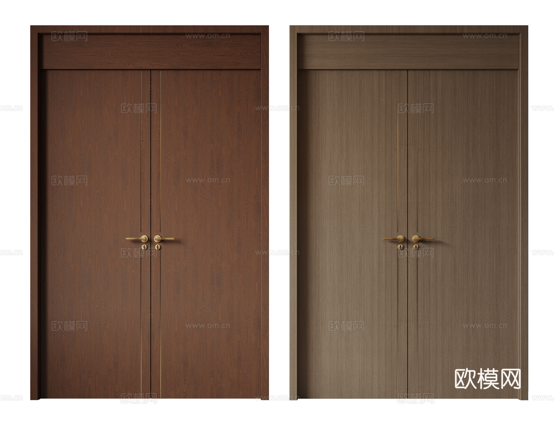 新中式侘寂双开门 中古平开门 入户门 防盗门 通顶对开门 别su模型