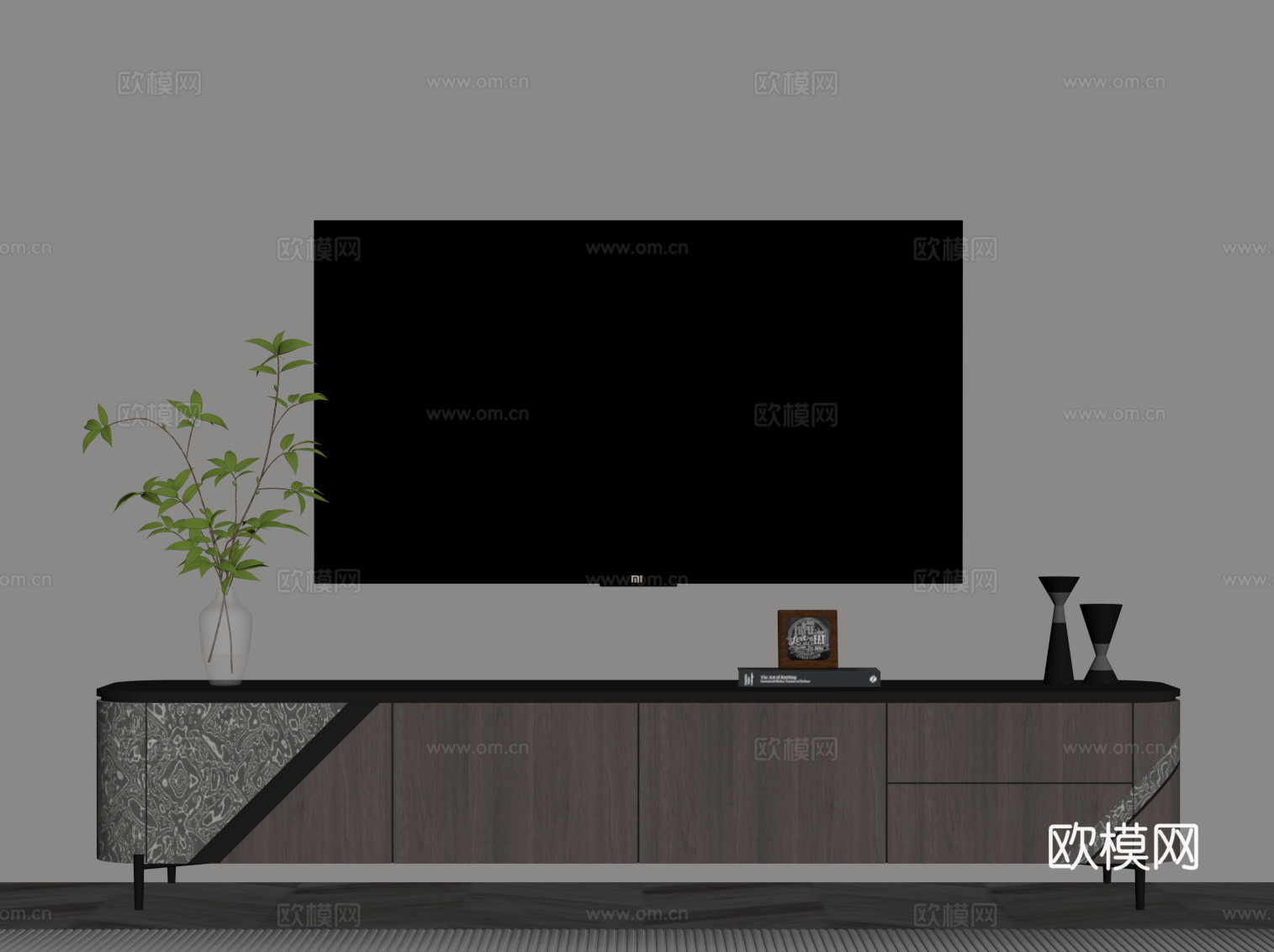 现代意式电视柜su模型