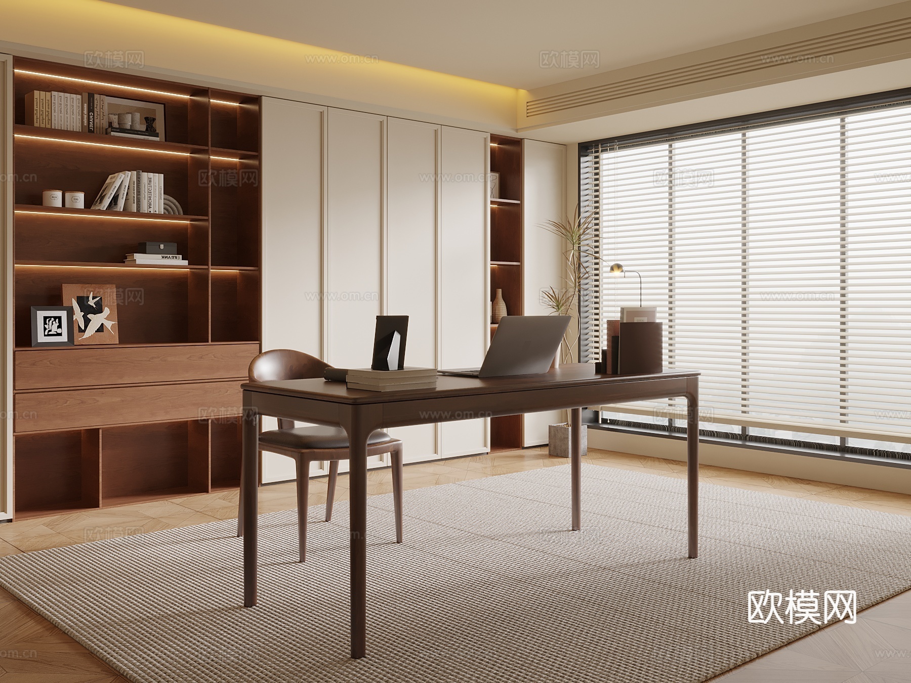 中古风书房su模型