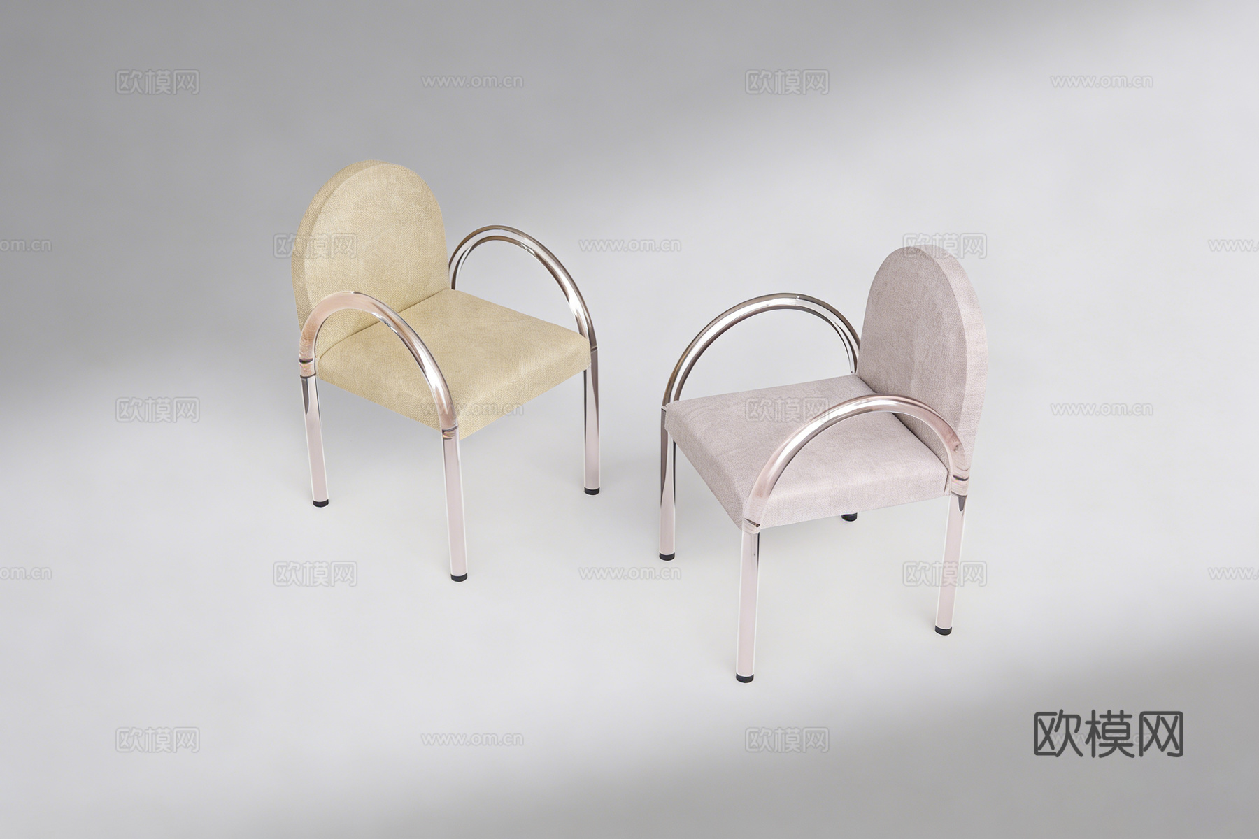 现代简约弧形靠背餐椅 玻璃框架布艺软垫 北欧风餐椅su模型