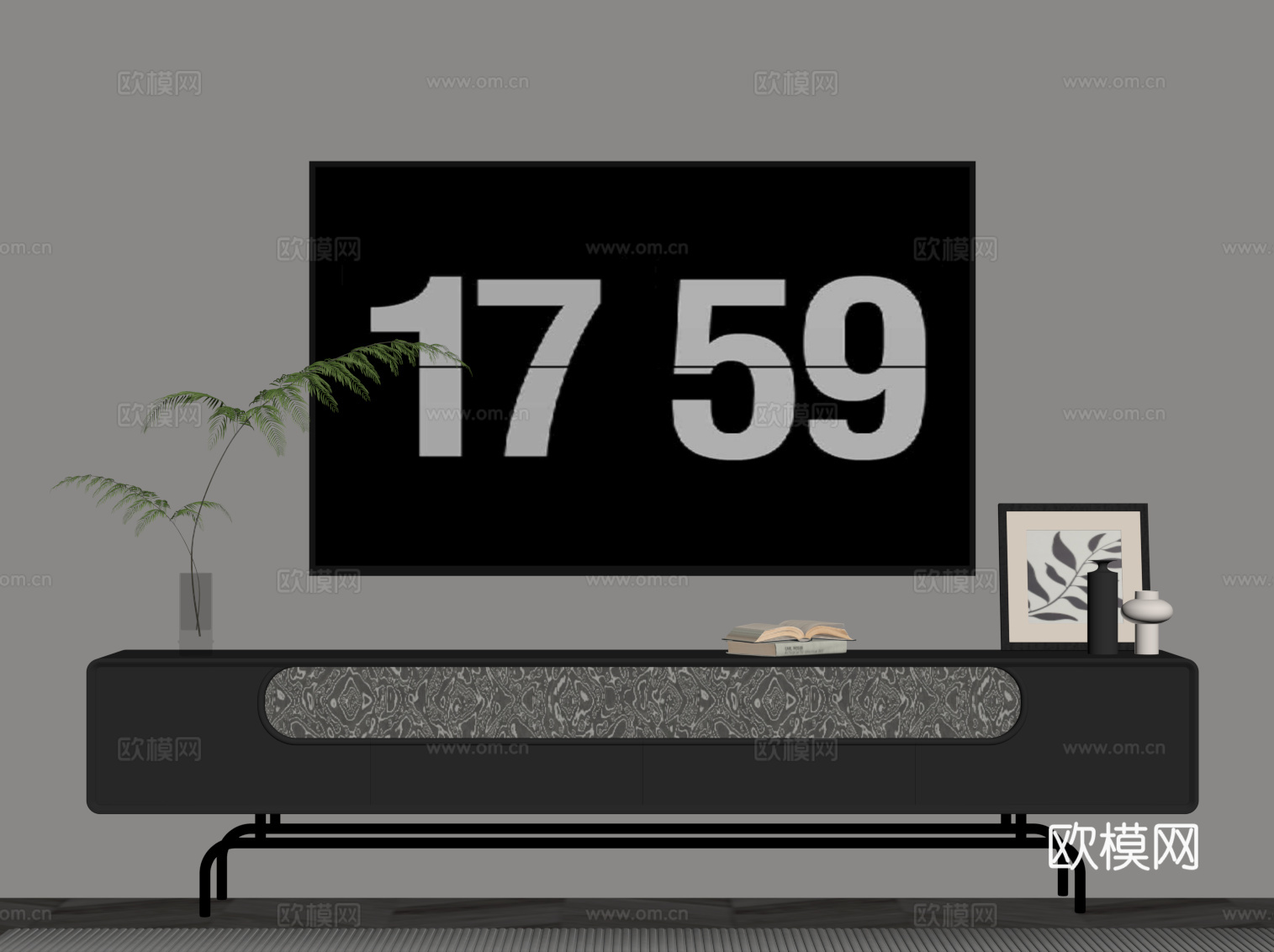 现代意式电视柜su模型