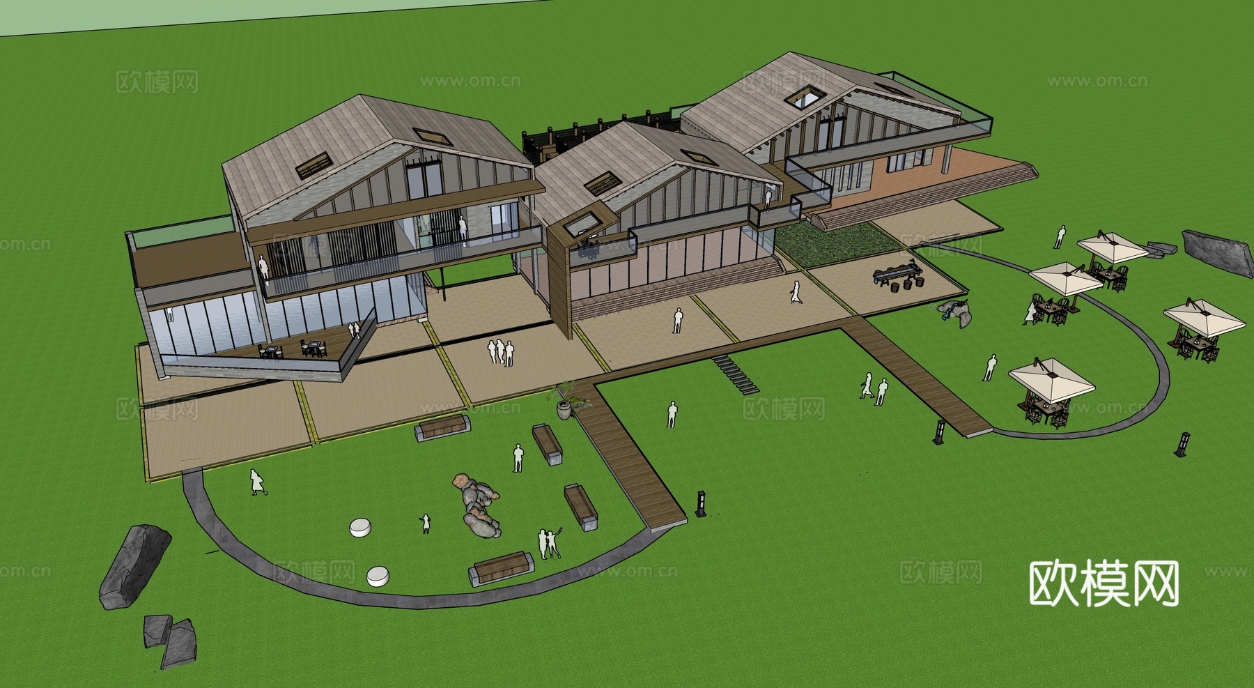 现代游客接待中心 游客服务中心建筑su模型