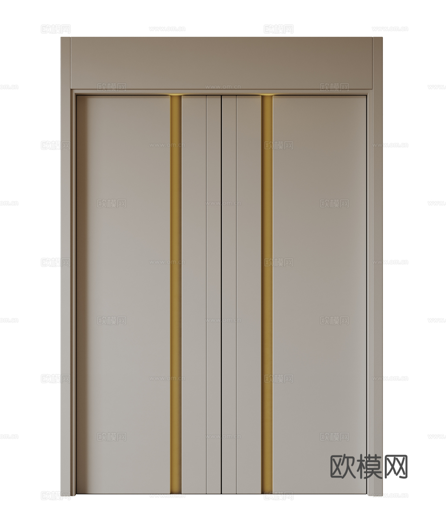 现代极简双开门 中古平开门 入户门 防盗门 通顶对开门 别墅su模型