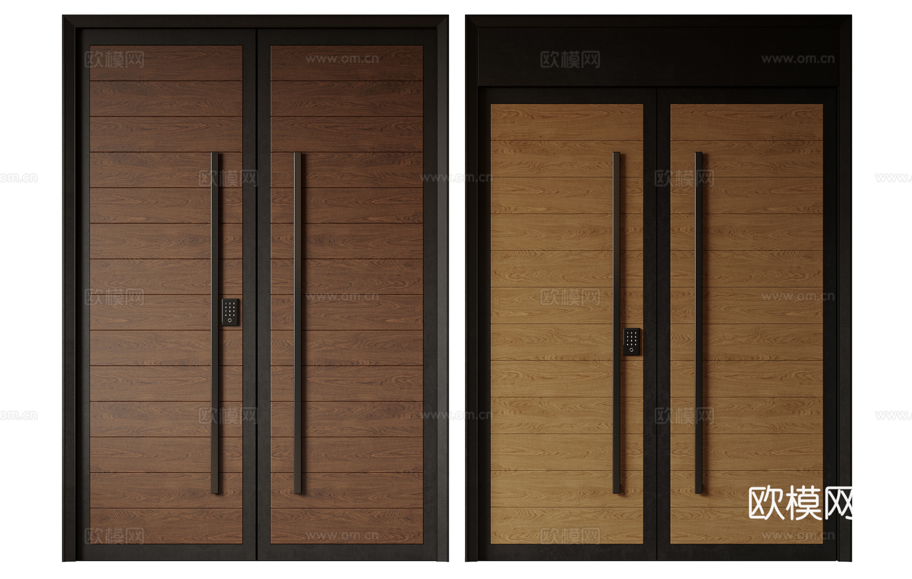 现代极简双开门 中古平开门 入户门 防盗门 通顶对开门 别墅3d模型下载