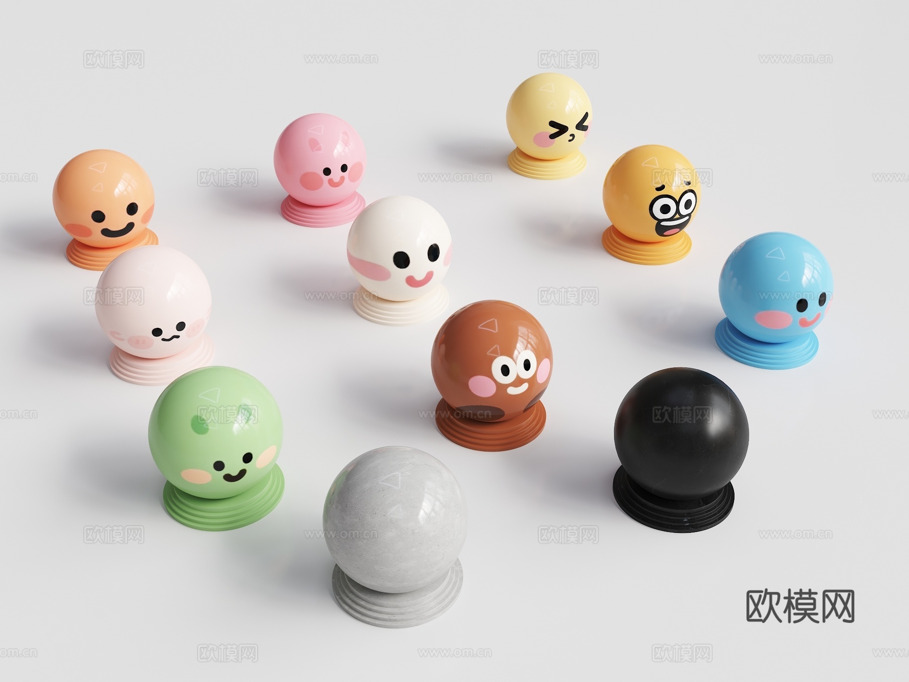 表情包 车挡石 网红打卡车挡 可爱车挡 挡车石 交通配件su模型