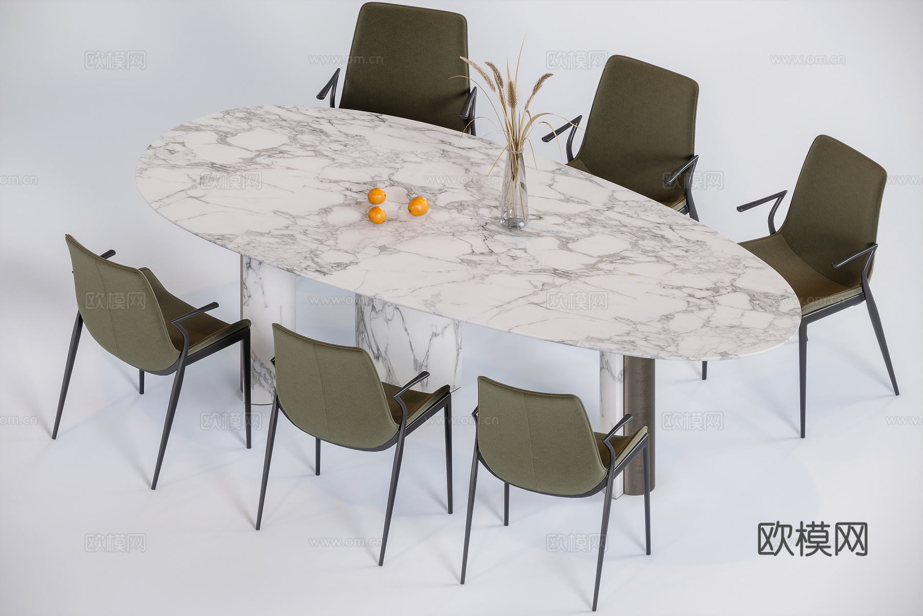 现代极简异形餐桌su模型