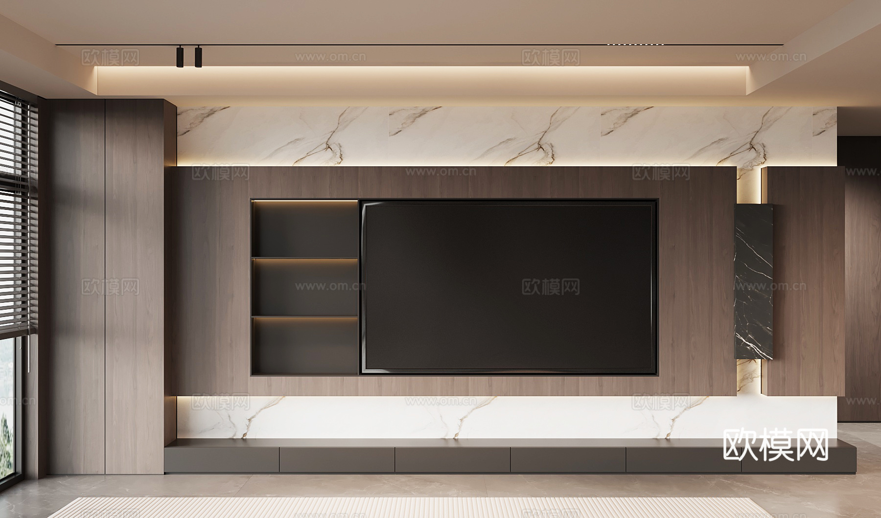 现代意式背景墙 电视背景墙su模型