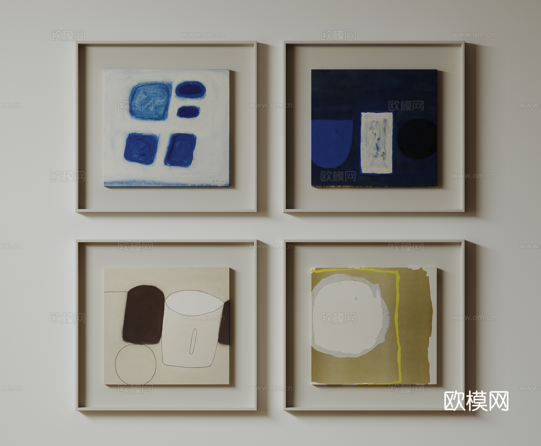 现代极简挂画 抽象装饰画 高端艺术挂画 中古风装饰画 意式肌su模型