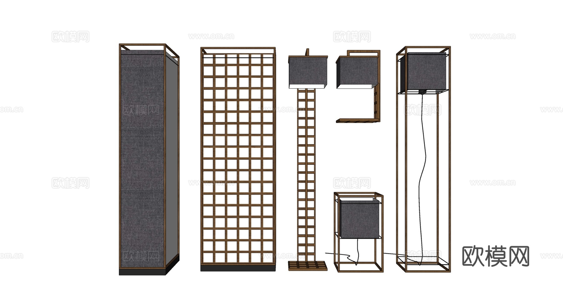 现代工业风金属灯具  落地灯su模型