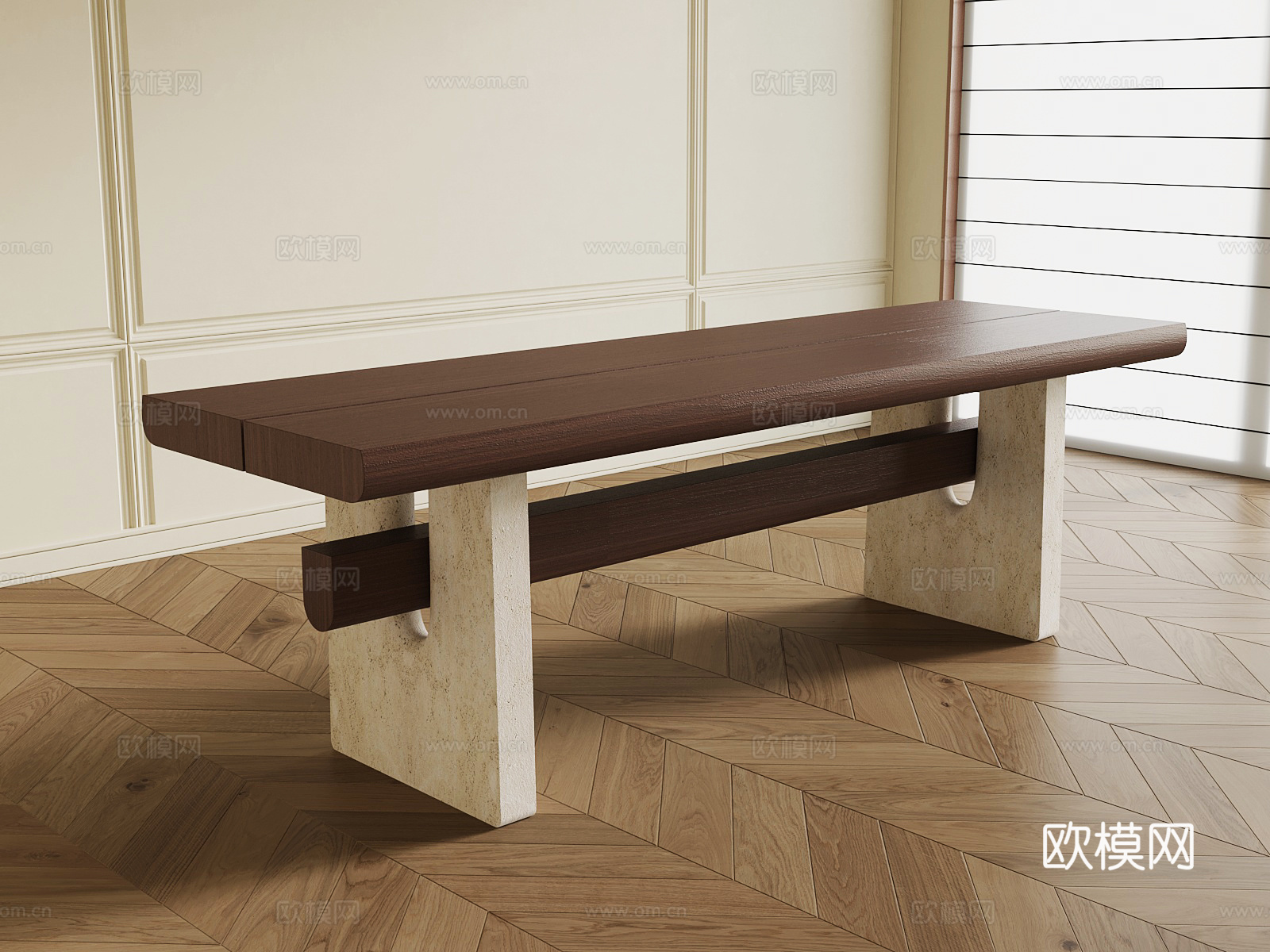 侘寂中古长凳 凳子su模型