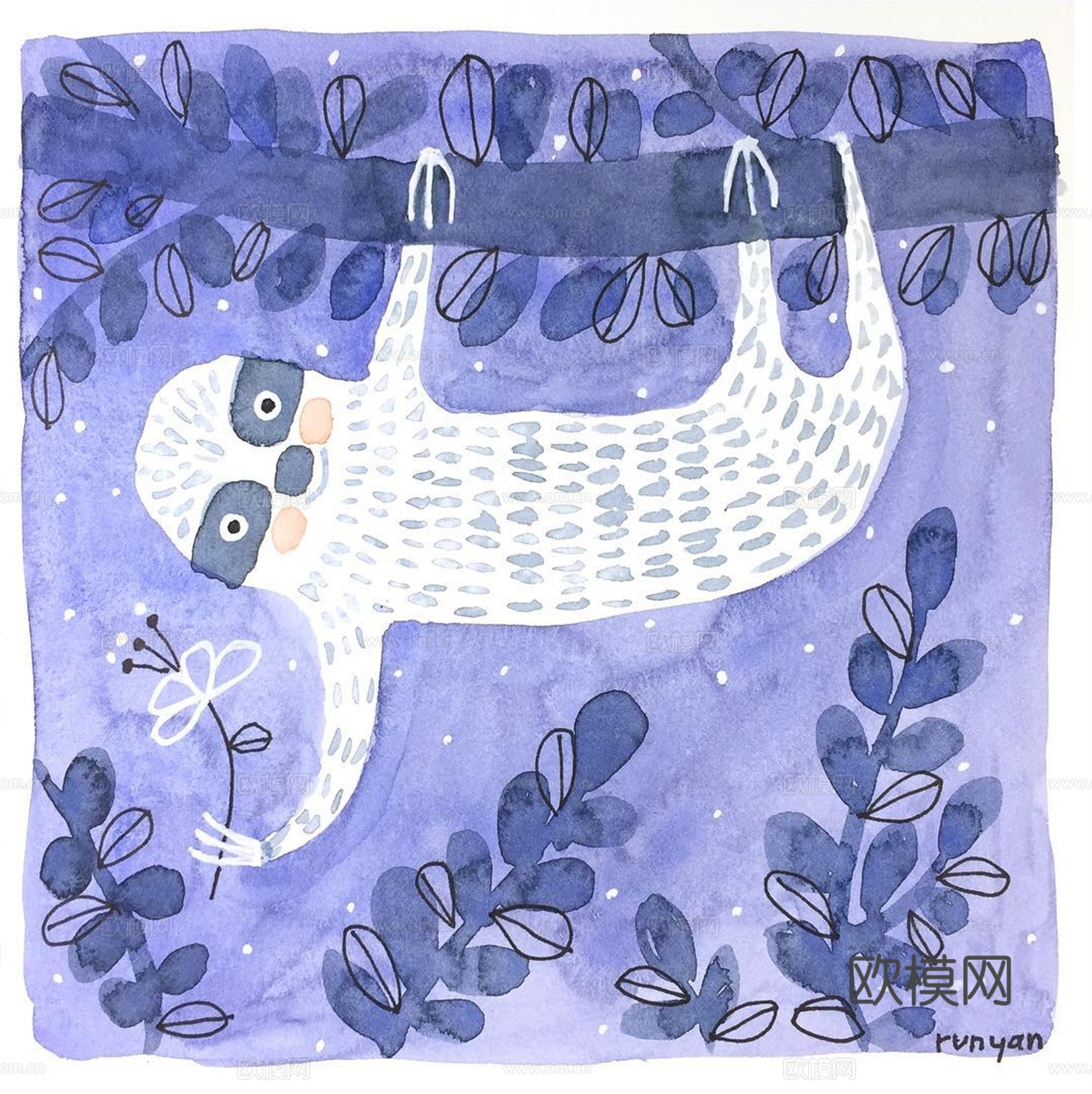 可爱动物手绘创意童趣插画猫咪动物插画治愈系插画可爱儿童插画下载